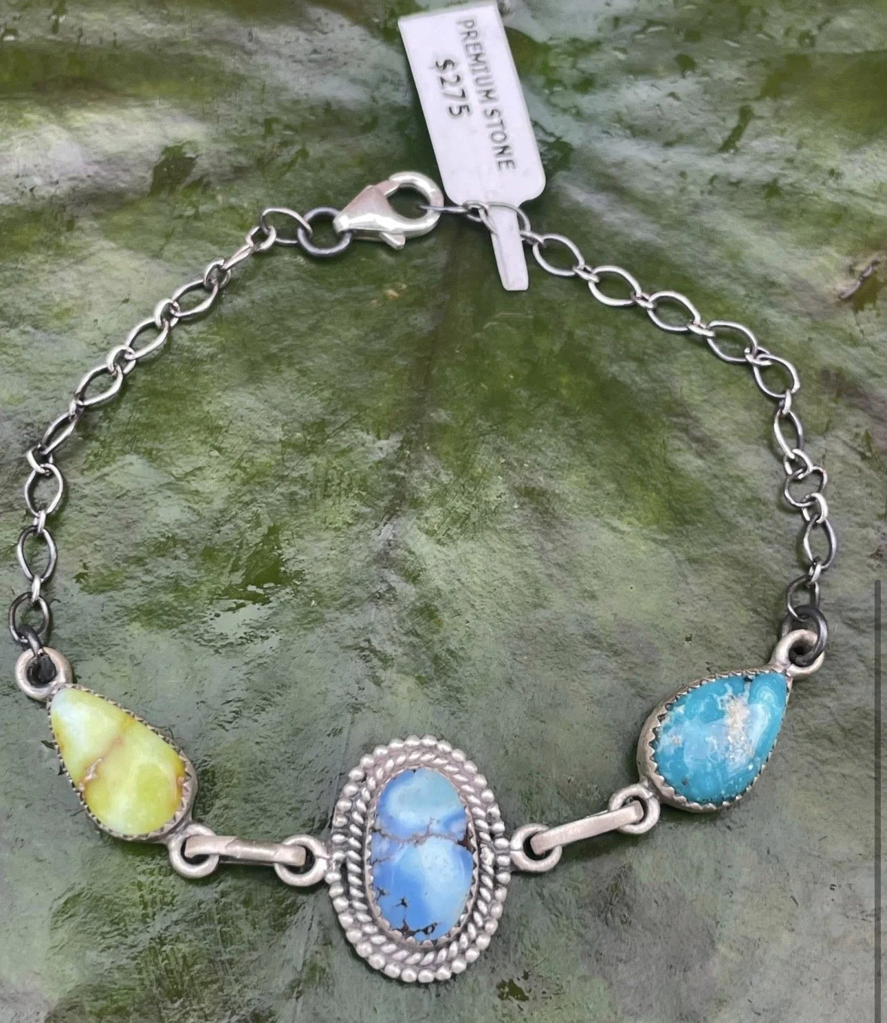 Sterling Silver Multi-Stone Chain Bracelet