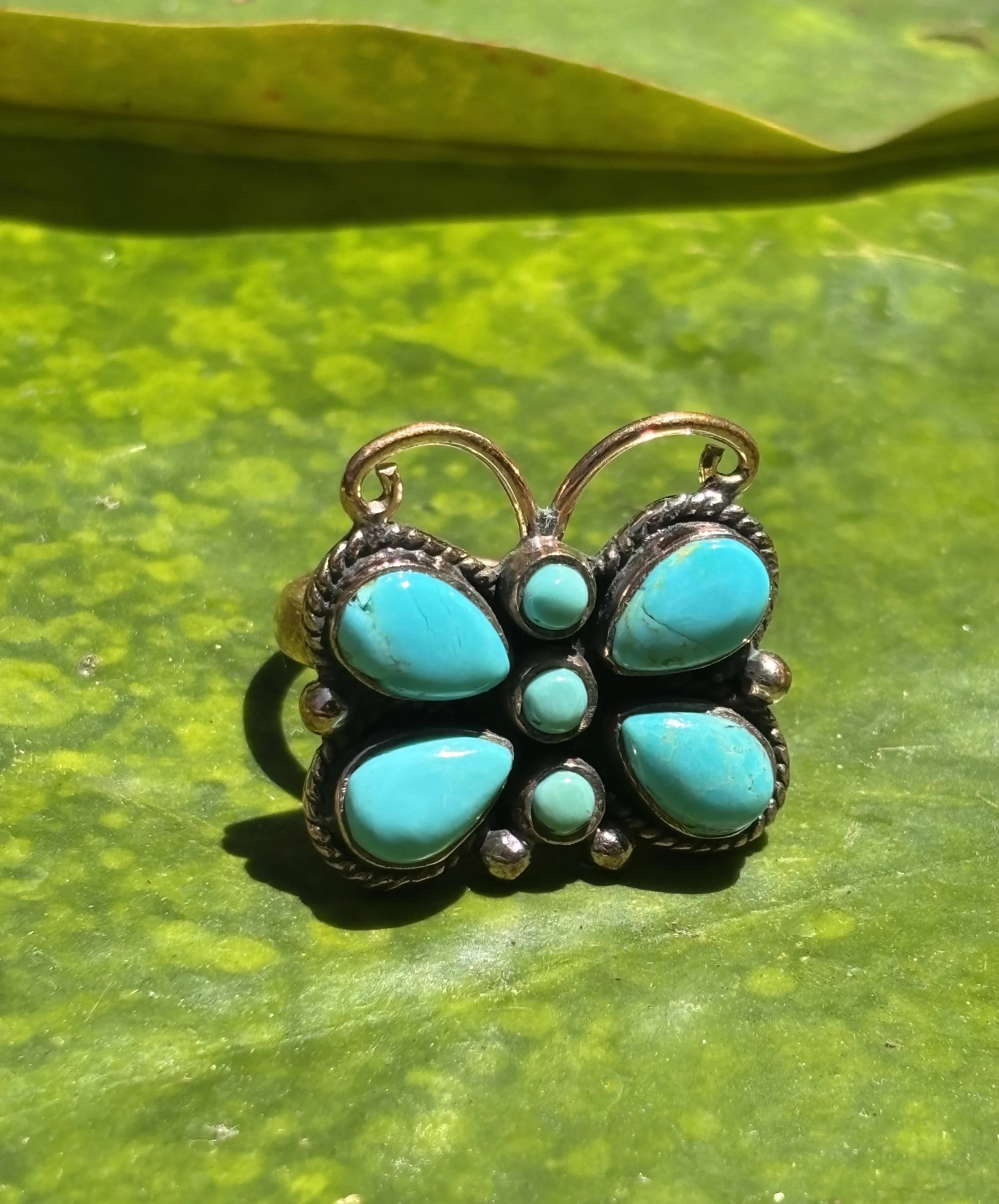 Adjustable Copper and Mojave Butterfly Ring