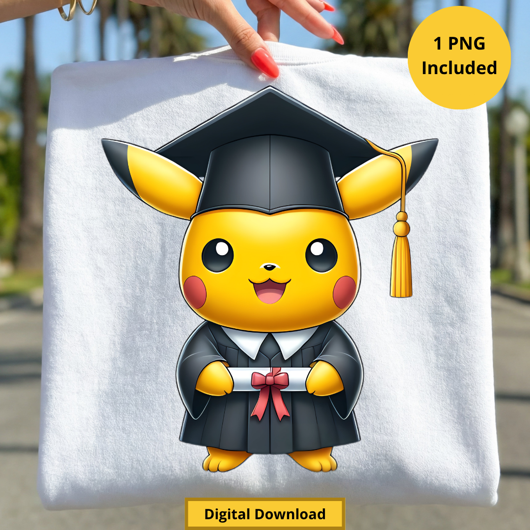 Pikachu Graduation PNG Digital Download