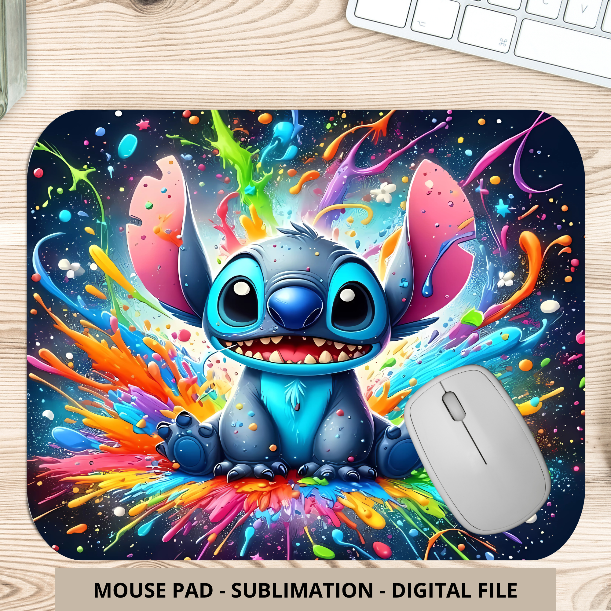 Stitch Colorful Splash Mouse Pad Digital Download