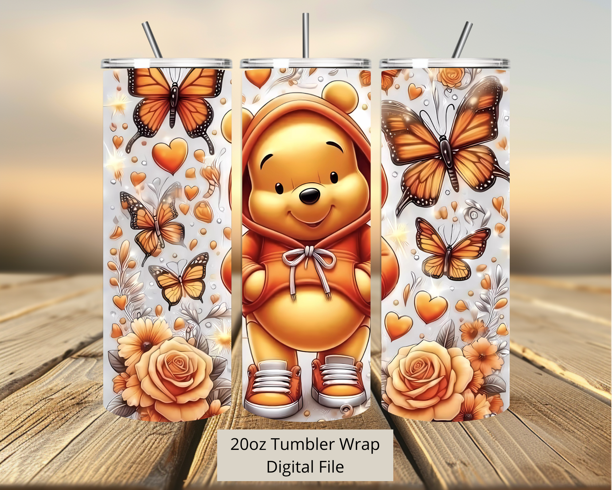 Winnie the Pooh Flowers Tumbler Digital Download