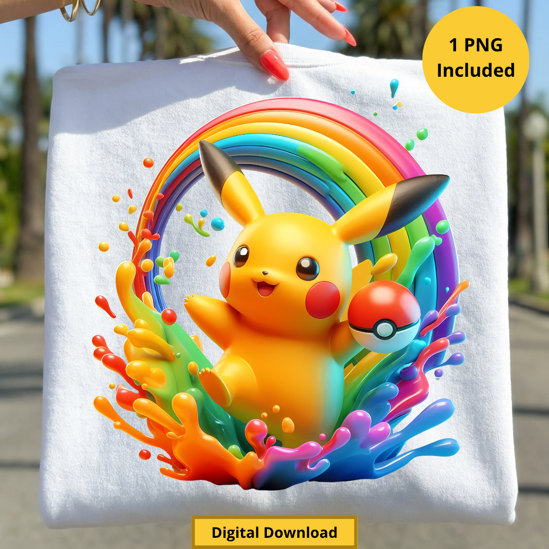 Pikachu Splash PNG Digital Download