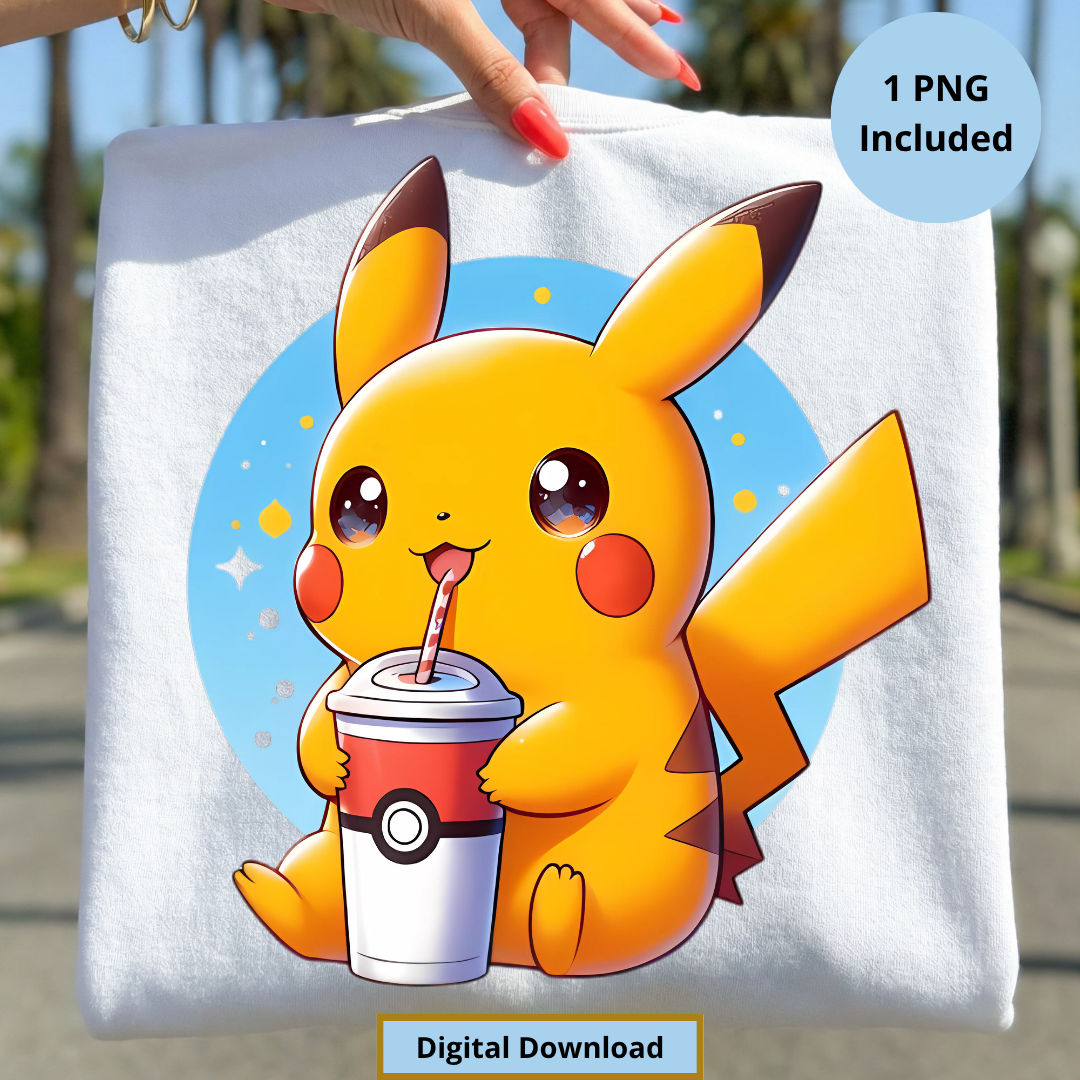 Pikachu Drink PNG Digital Download