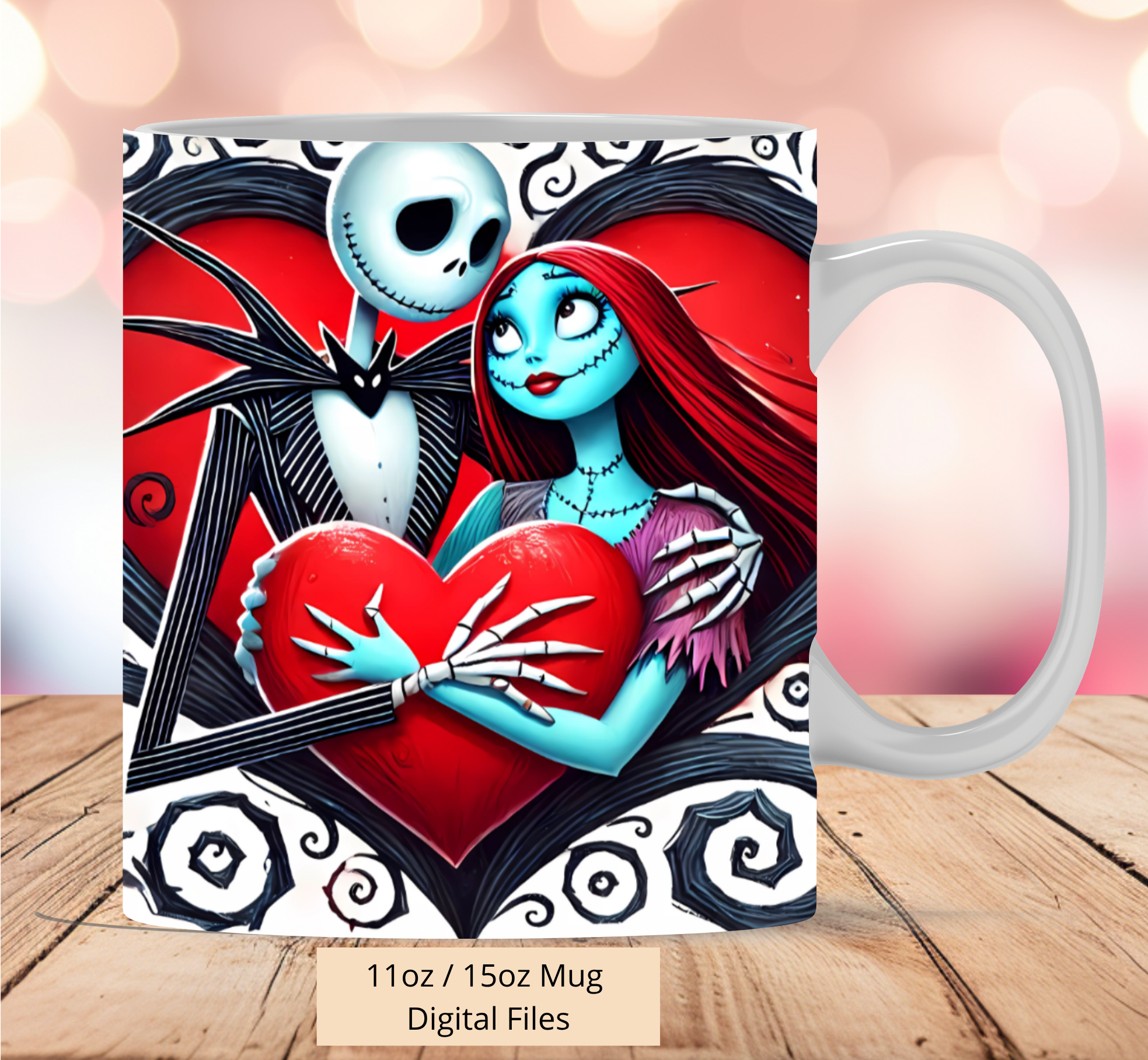 Jack and Sally Heart Mug Digital Download