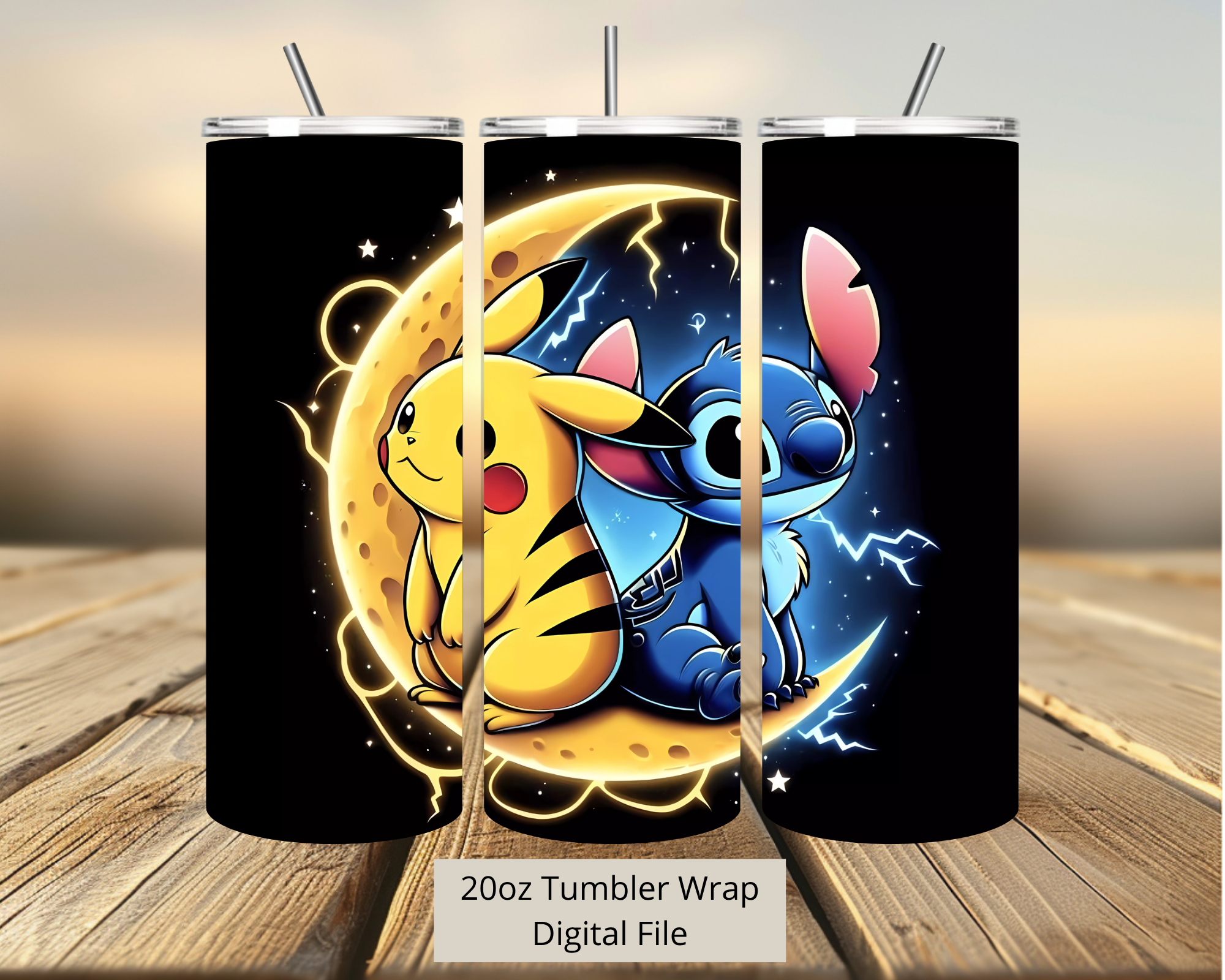 Stitch and Pikachu Tumbler Digital Download