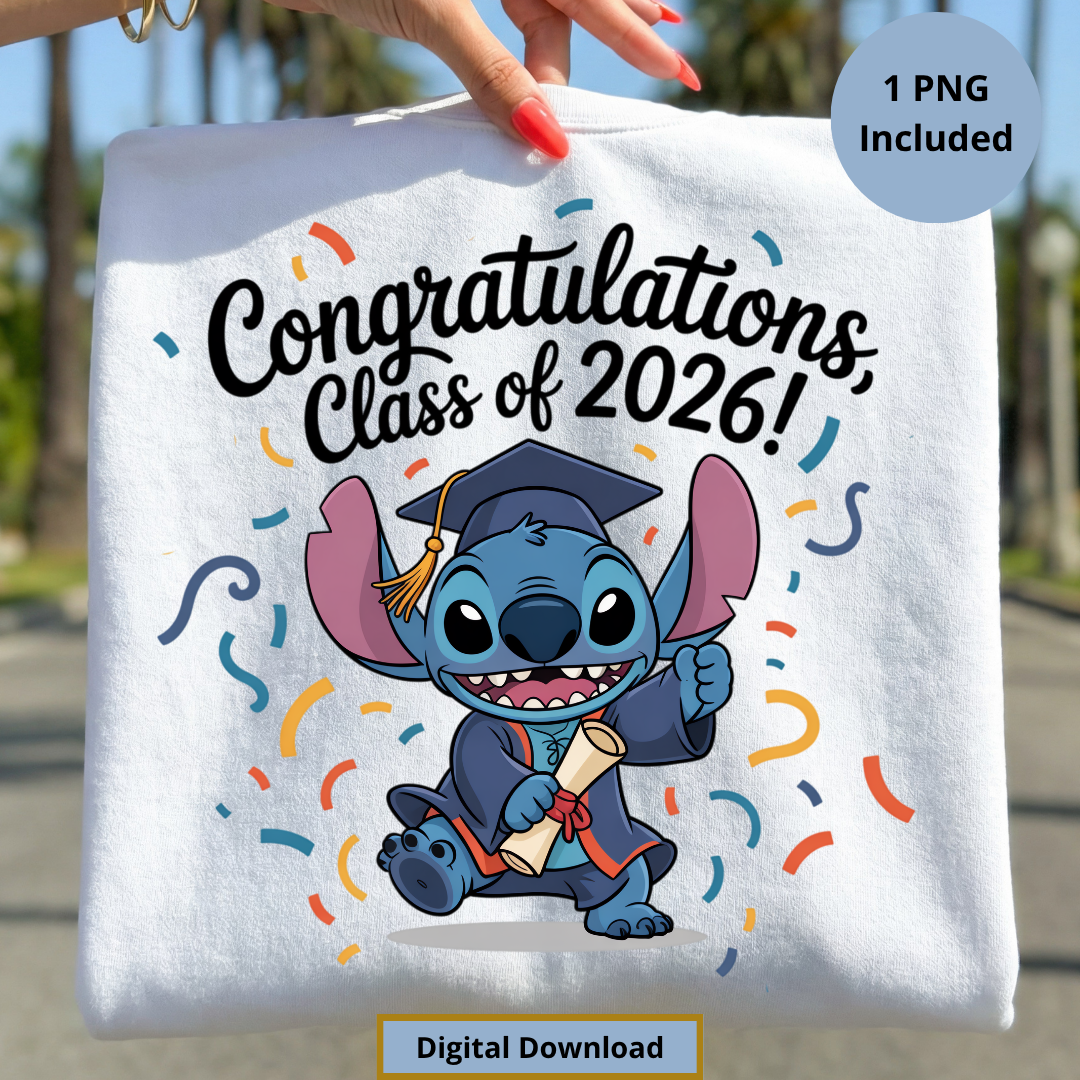 Stitch Graduation PNG Digital Download