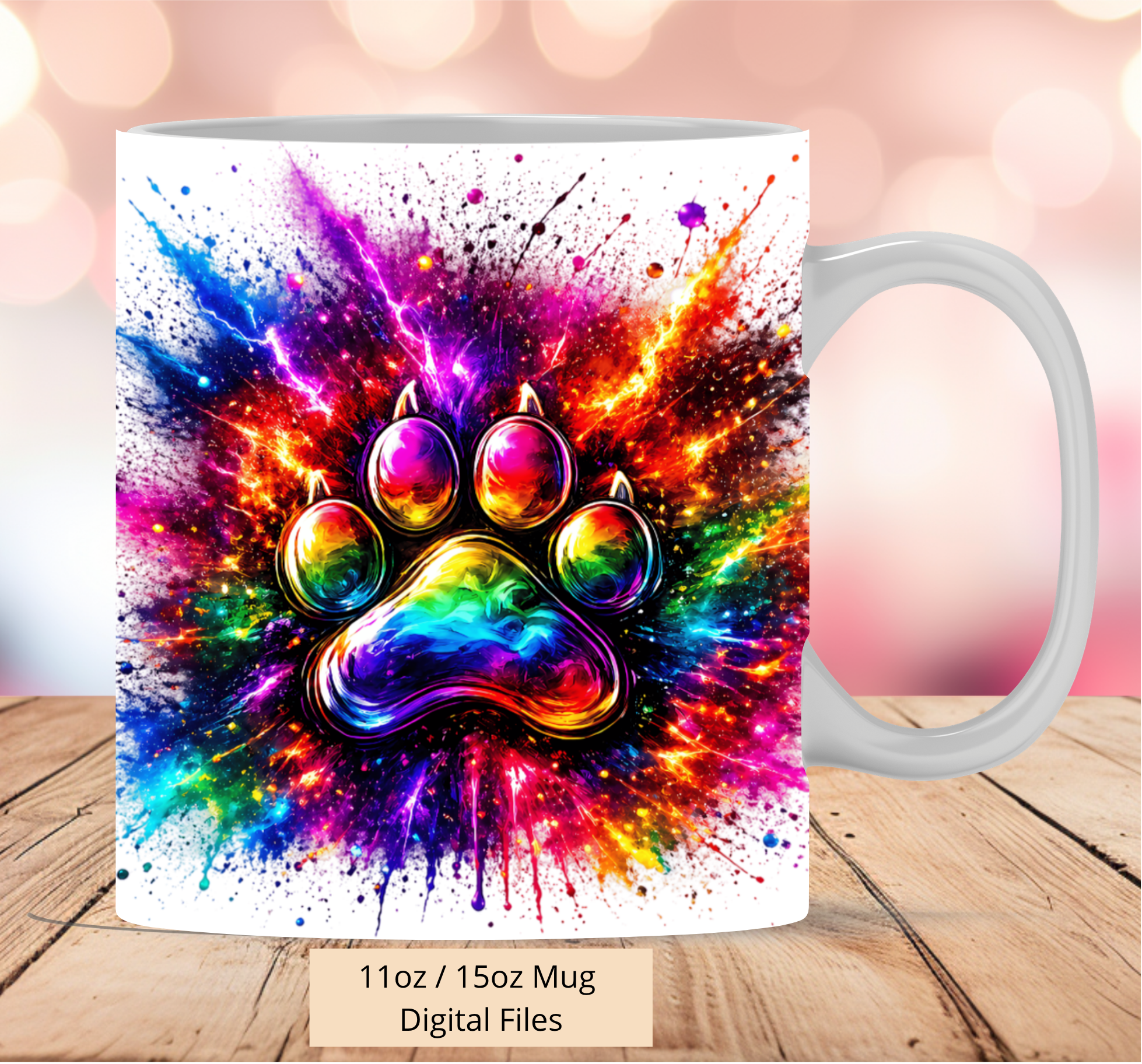 Dog Paw Splash Mug Digital Download