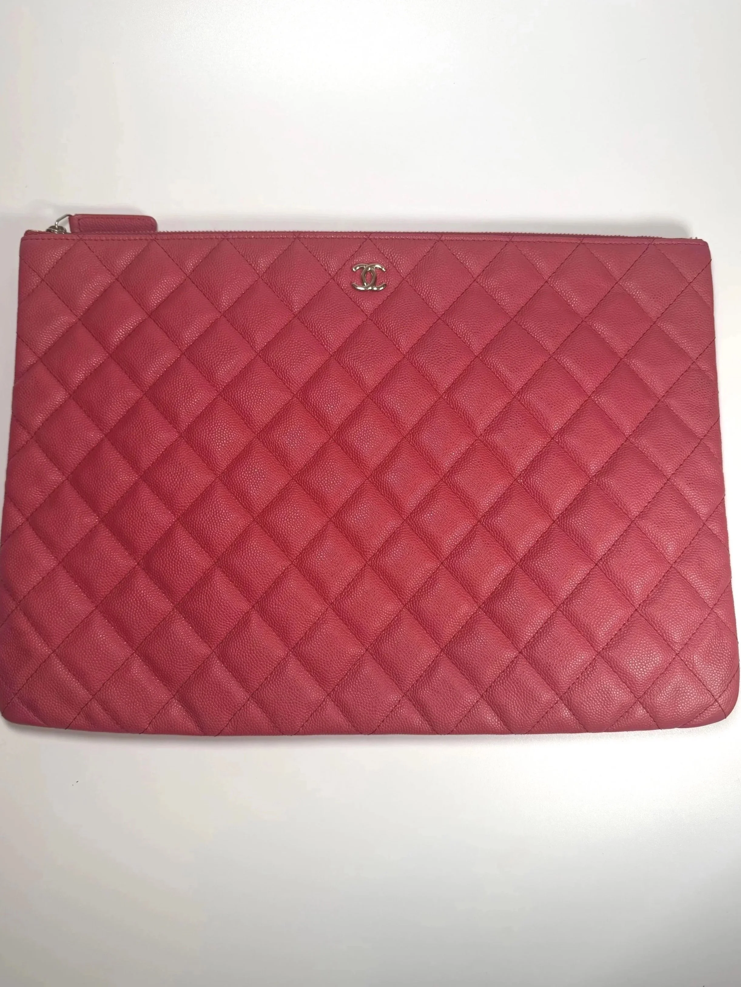 Chanel Caviar Leather Quilted Large O Case