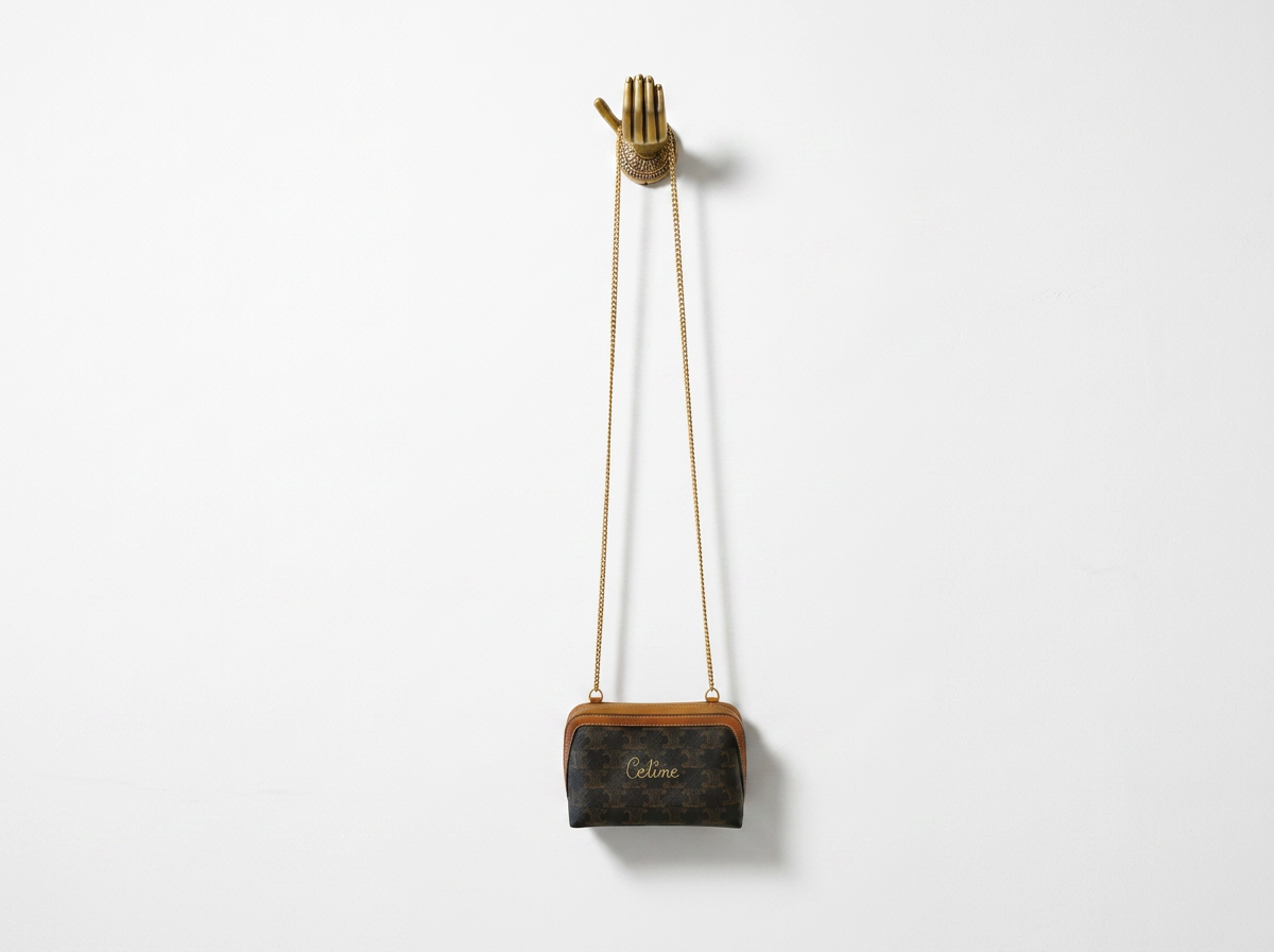 Celine Clutch on Chain with Gold Embroidered Logo