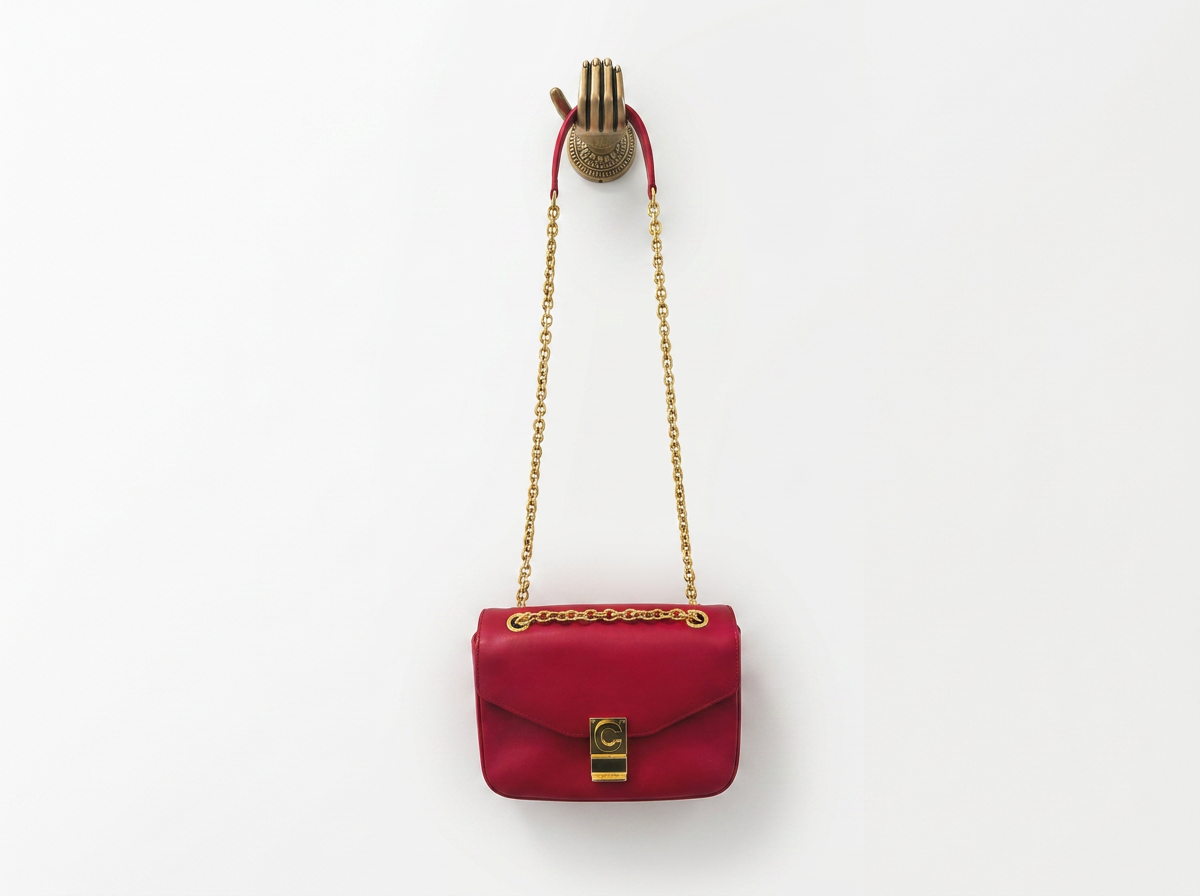 Celine Red C Sées Medium Leather Crossbody with Chain