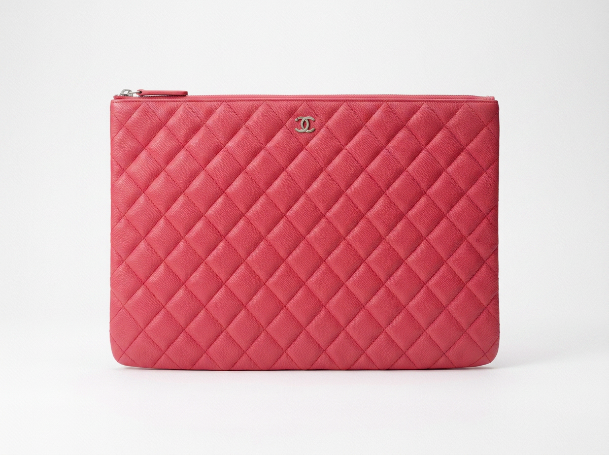 Chanel Caviar Leather Quilted Large O Case