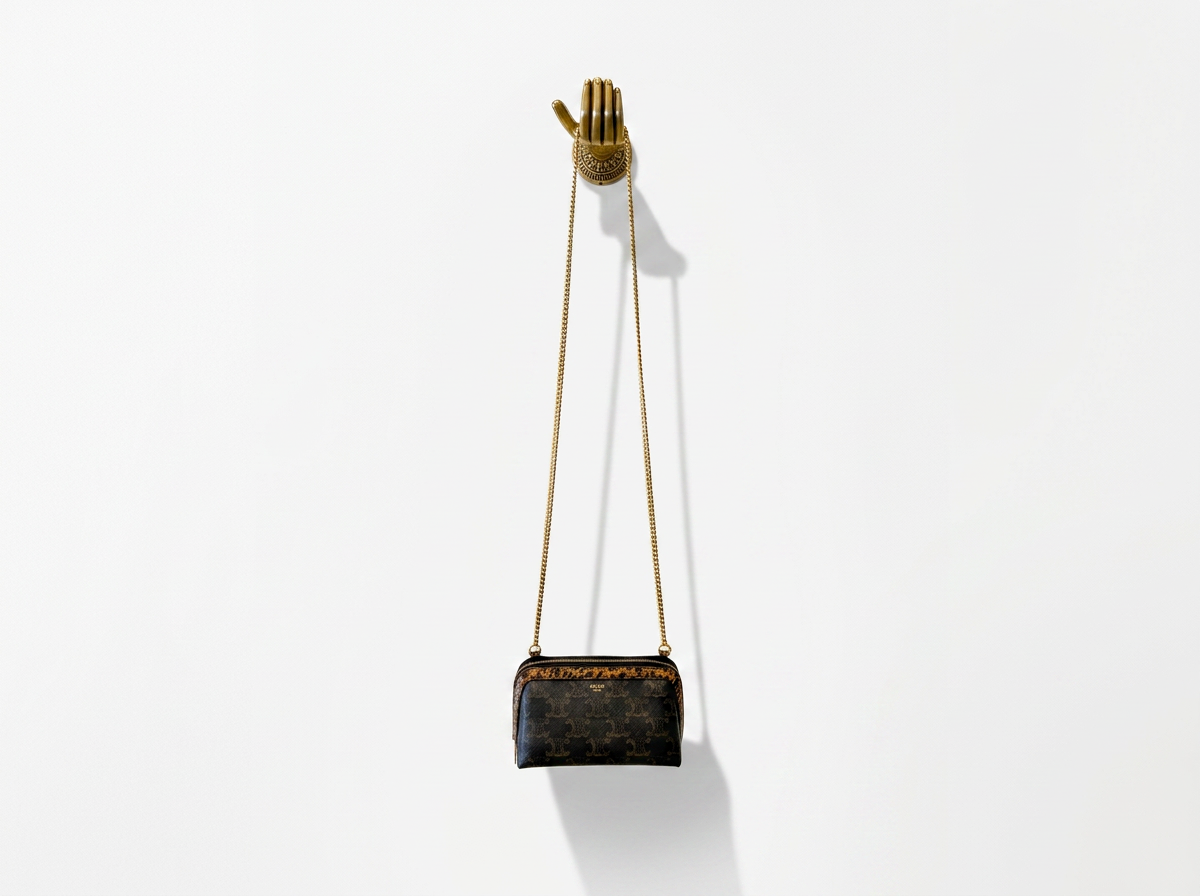 Celine Mini Clutch on Chain with Leopard Print Trim