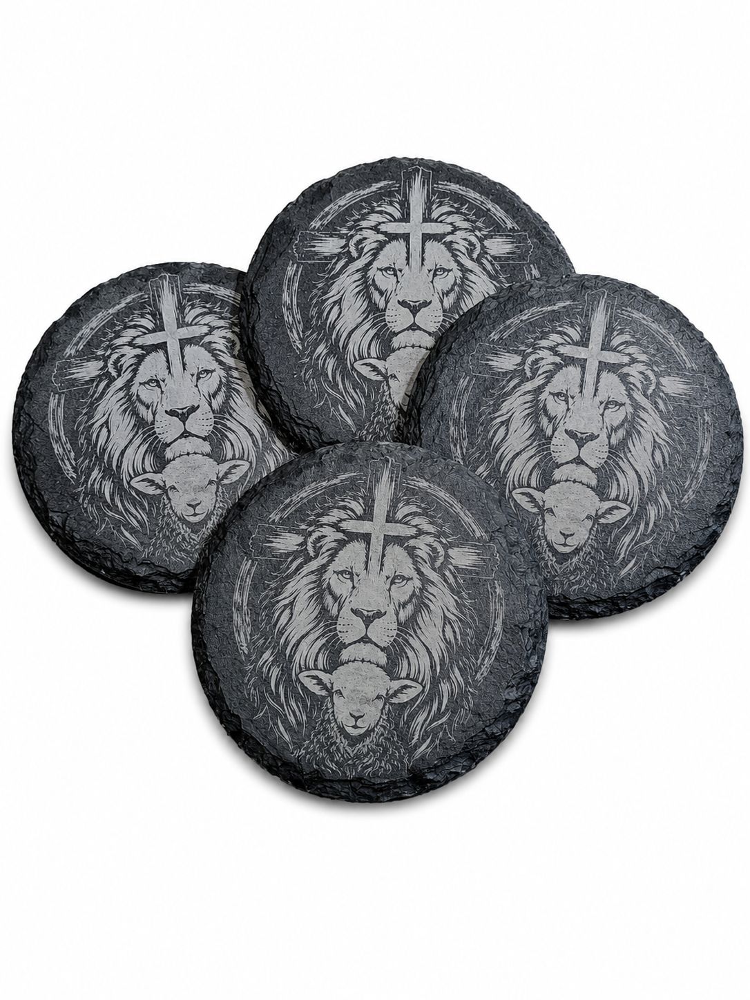 Lion and the Lamb Slate Coaster Set of 4