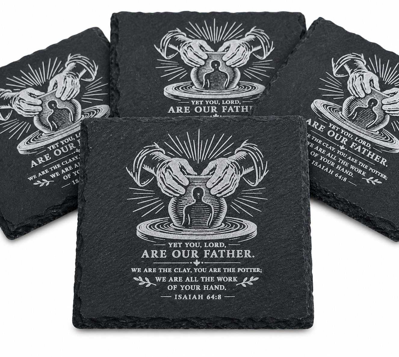 Inspirational Slate Coaster Set - Isaiah 64:8 Collection