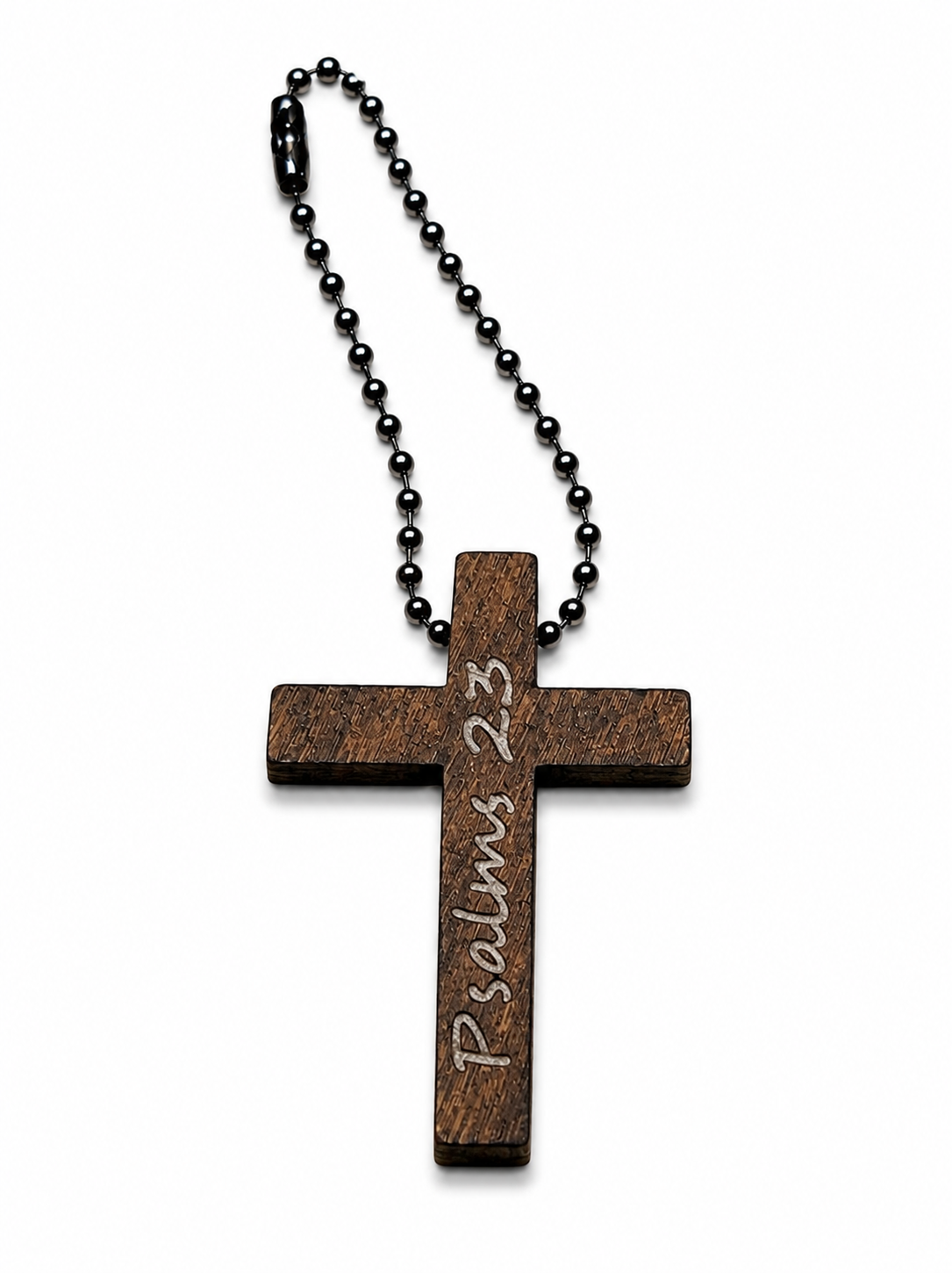 Wooden Engraved Personalized Cross Charm Keychain