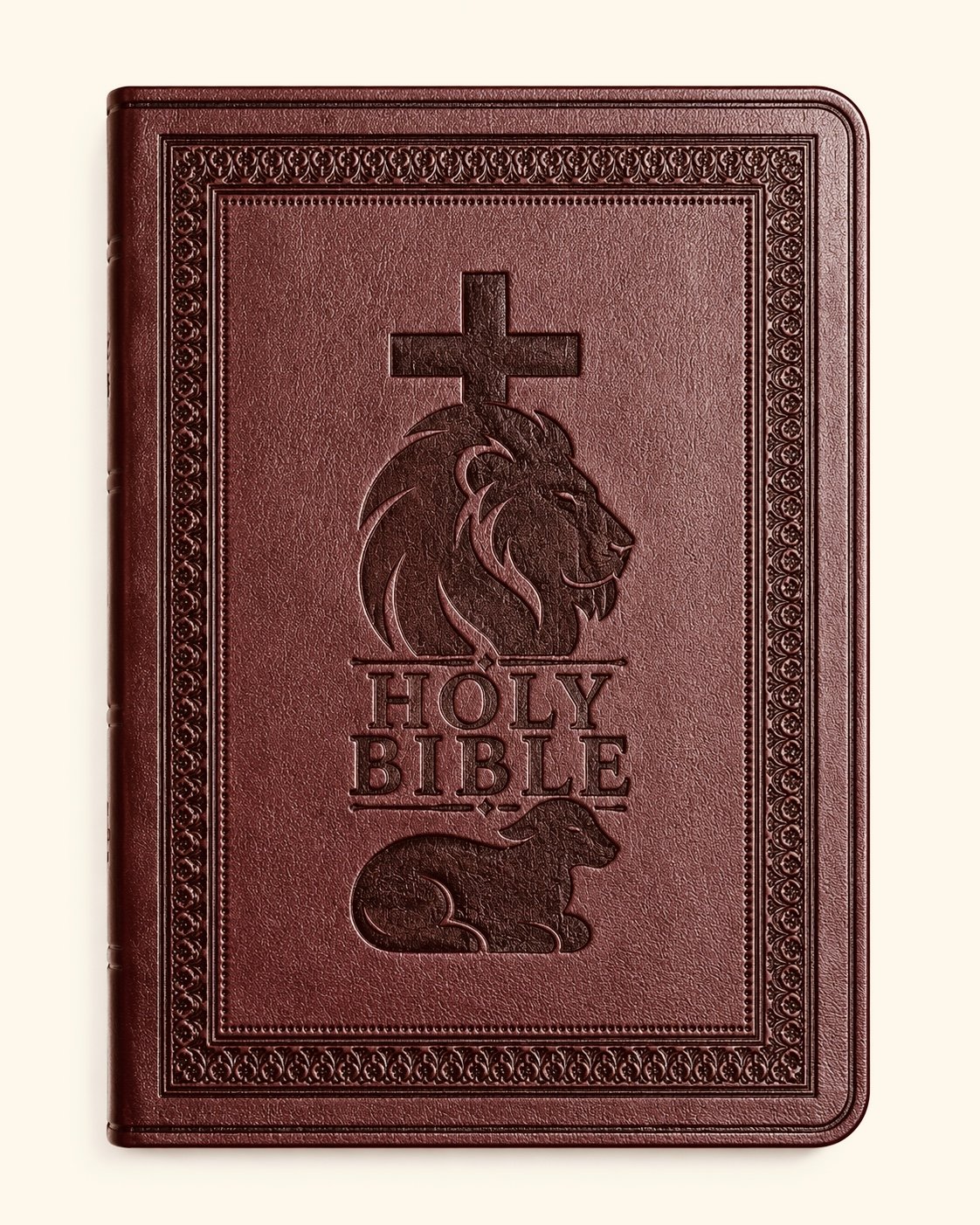 ESV Faux Leather Lion and the Lamb Engraved Bible