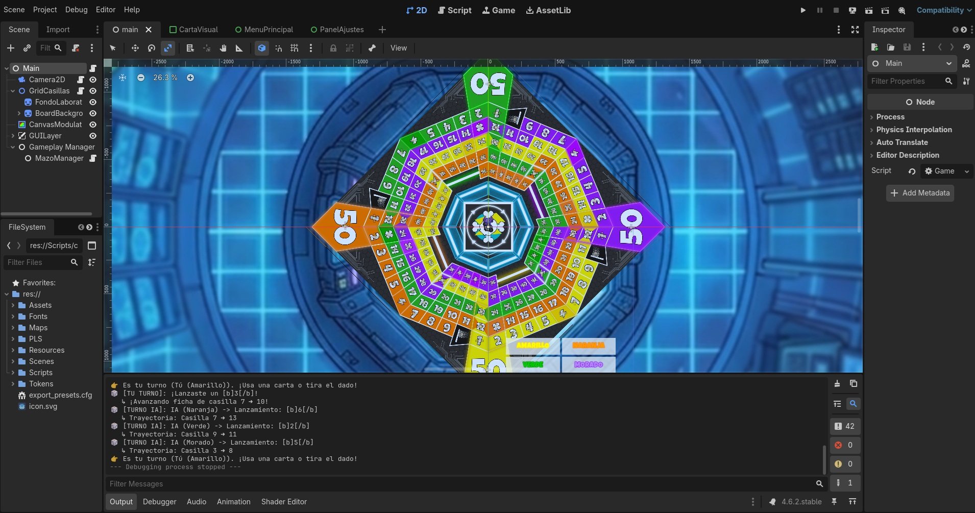 Proceso de desarollo de Rush Race Neon en un entorno Godot Engine con GDScript