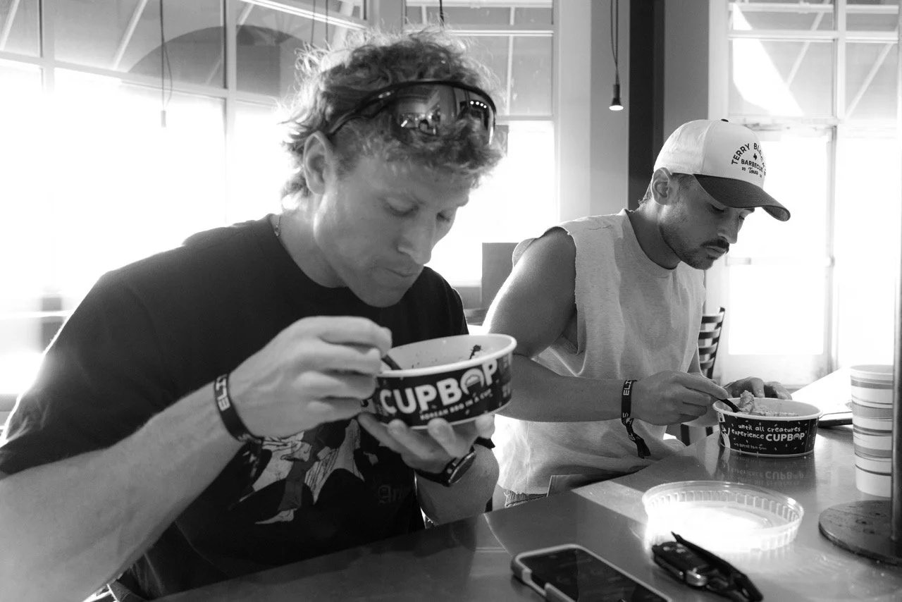 Hyrox doubles champions eat take out.