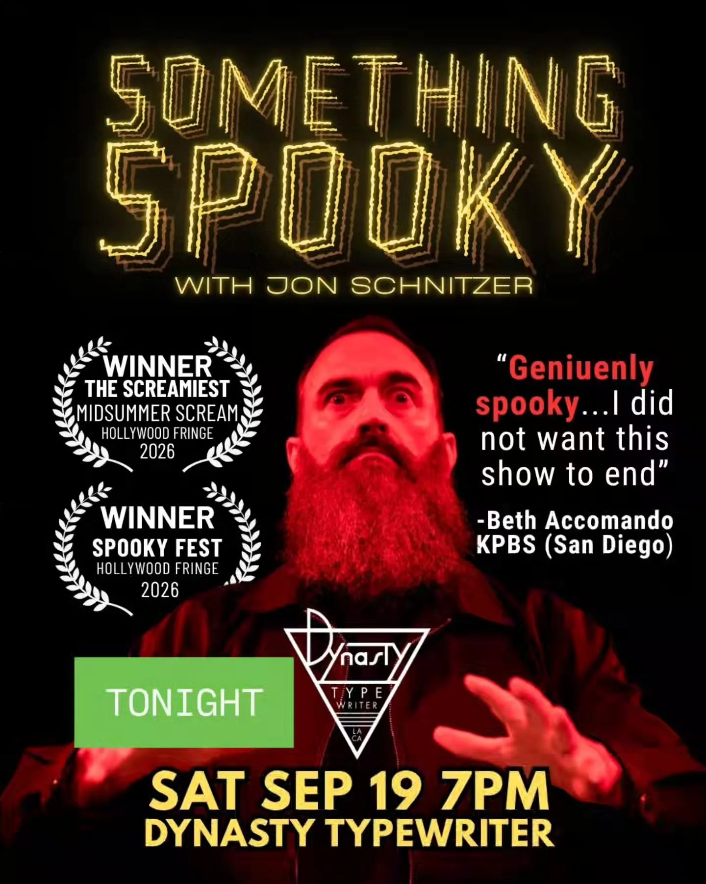 Almost sold out! Something Spooky TONIGHT @dynastytypewriter a paranormal comedy show thats gonna give you goosebumps! Grab the last tickets while you can.
.
#horror #spooky #spookyseason
