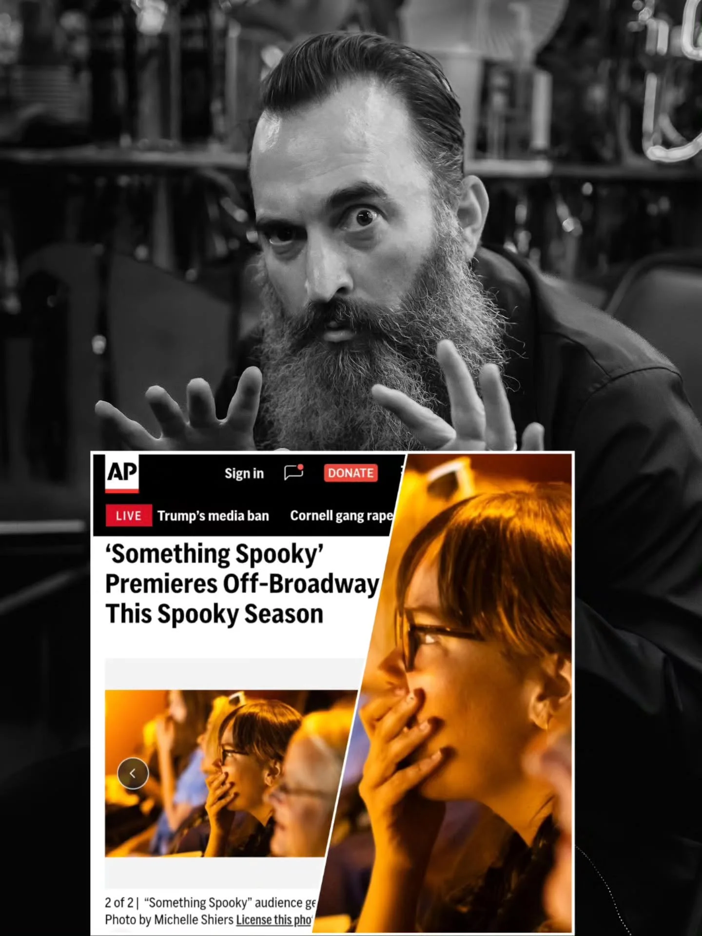 Thanks AP! @thepeacheschrist after seeing Something Spooky, "Sweet, spiritual, scary, and absolutely hilarious. What a wonderful, weird, heartfelt experience  We loved every minute of it."
🧡Peaches is an Icon of horror comedy as a director