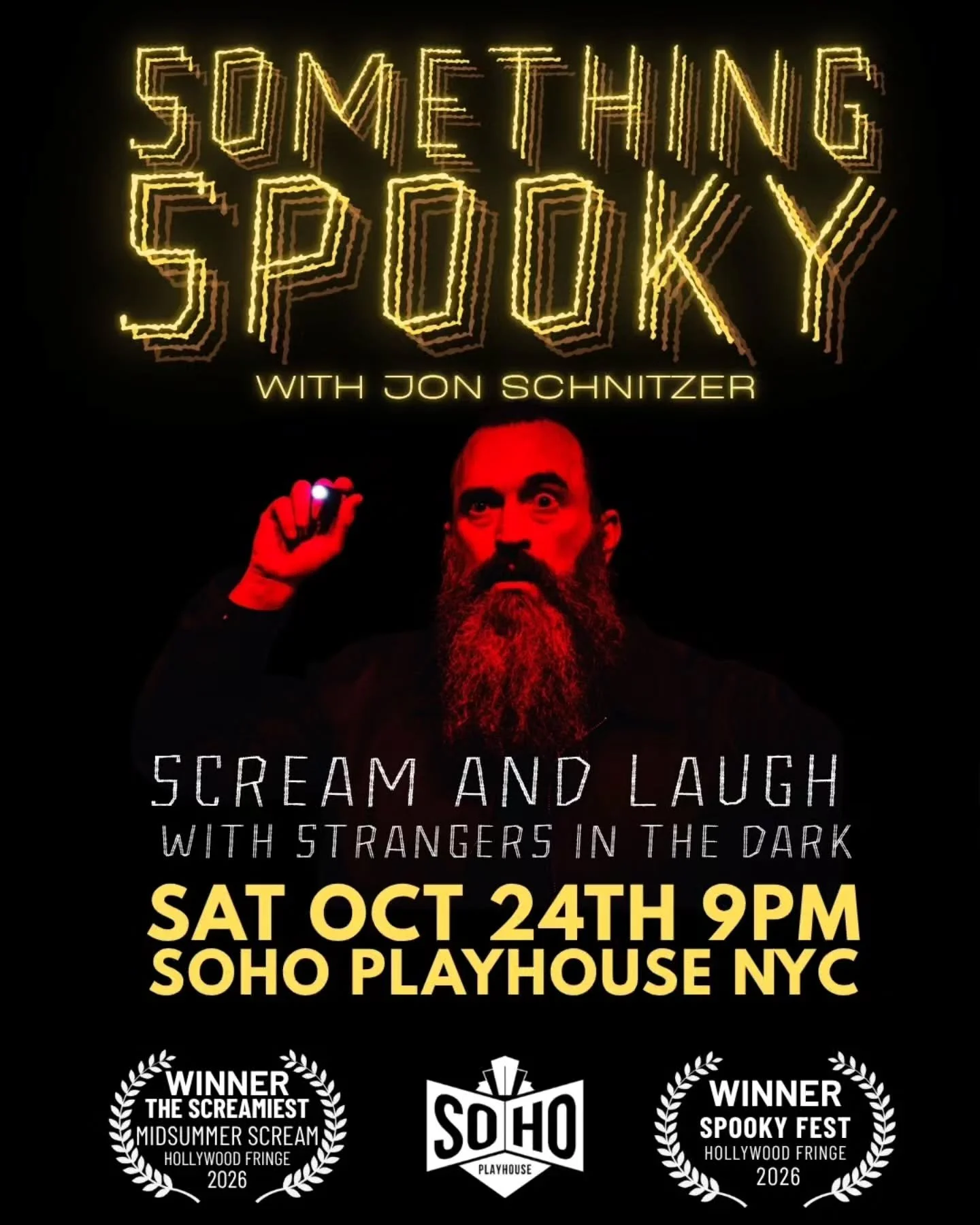 NYC OCT 24th 9PM @sohoplayhousenyc experience the off-Broadway premiere of the paranormal comedy show that's gonna give you goosebumps - Something Spooky!
.
Fresh off its sold-out award-winning run of Hollywood Fringe, The Elysian Theater and Dynasty