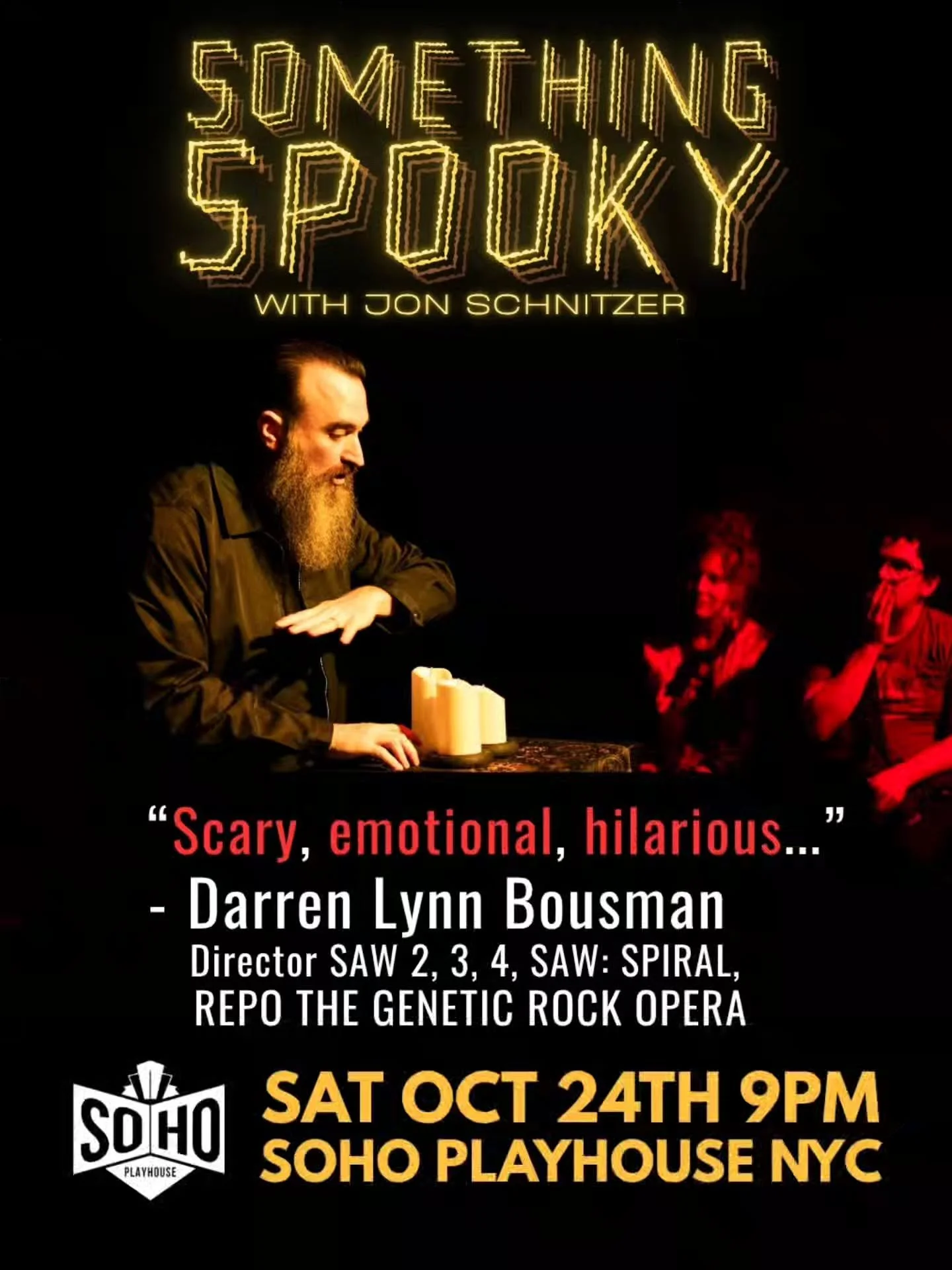 @darrenbousman loves @somethingspookyshow 
NYC @sohoplayhousenyc you can experience a paranormal comedy show that's gonna give you goosebumps! 👇🏻
🕯️One night only
🕯️SAT Oct 24 9pm
Something Spooky is about my grandmothers imaginary friend who tur