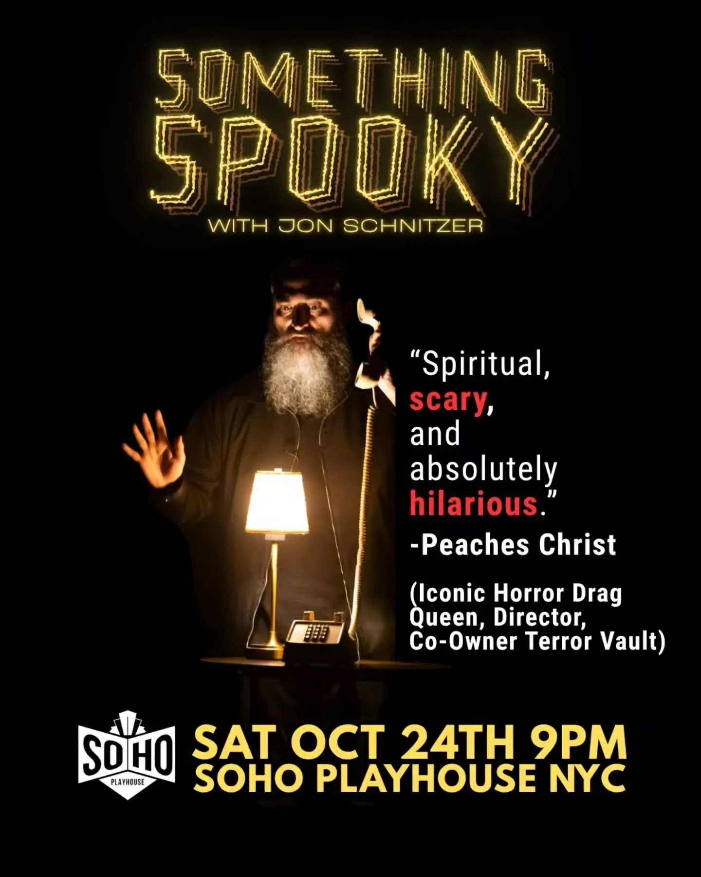NYC one night only to experience Something Spooky the award-winning paranormal comedy show that's gonna give you goosebumps at @sohoplayhousenyc 👻 
Something Spooky rave review: "Spiritual, scary and absolutely hilarious." - @thepeacheschr