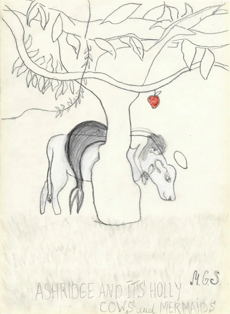 'Ashridge and Its Hoily Cows and Mermaids'. Original Pencil Sketch.
