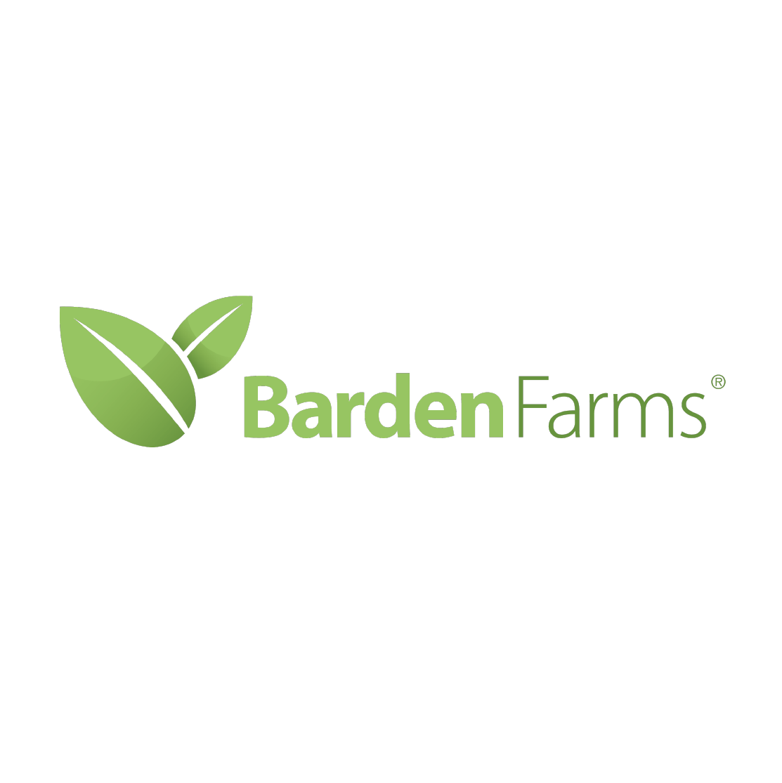Logo for Garden Farms with three green leaves and the text 'Garden Farms' in green and purple.