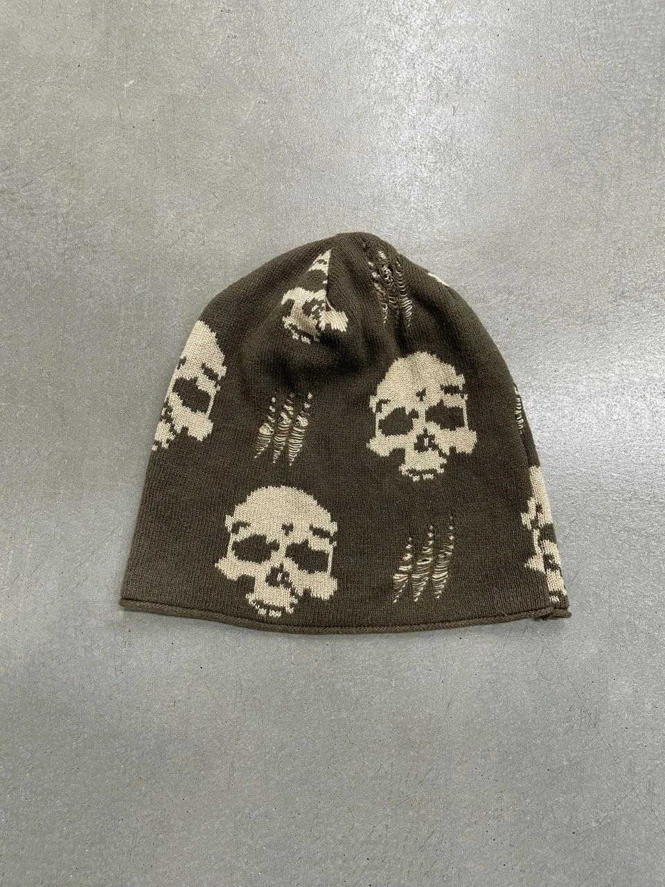 JAPANESE BRAND SKULL DISTRESSED BEANIE