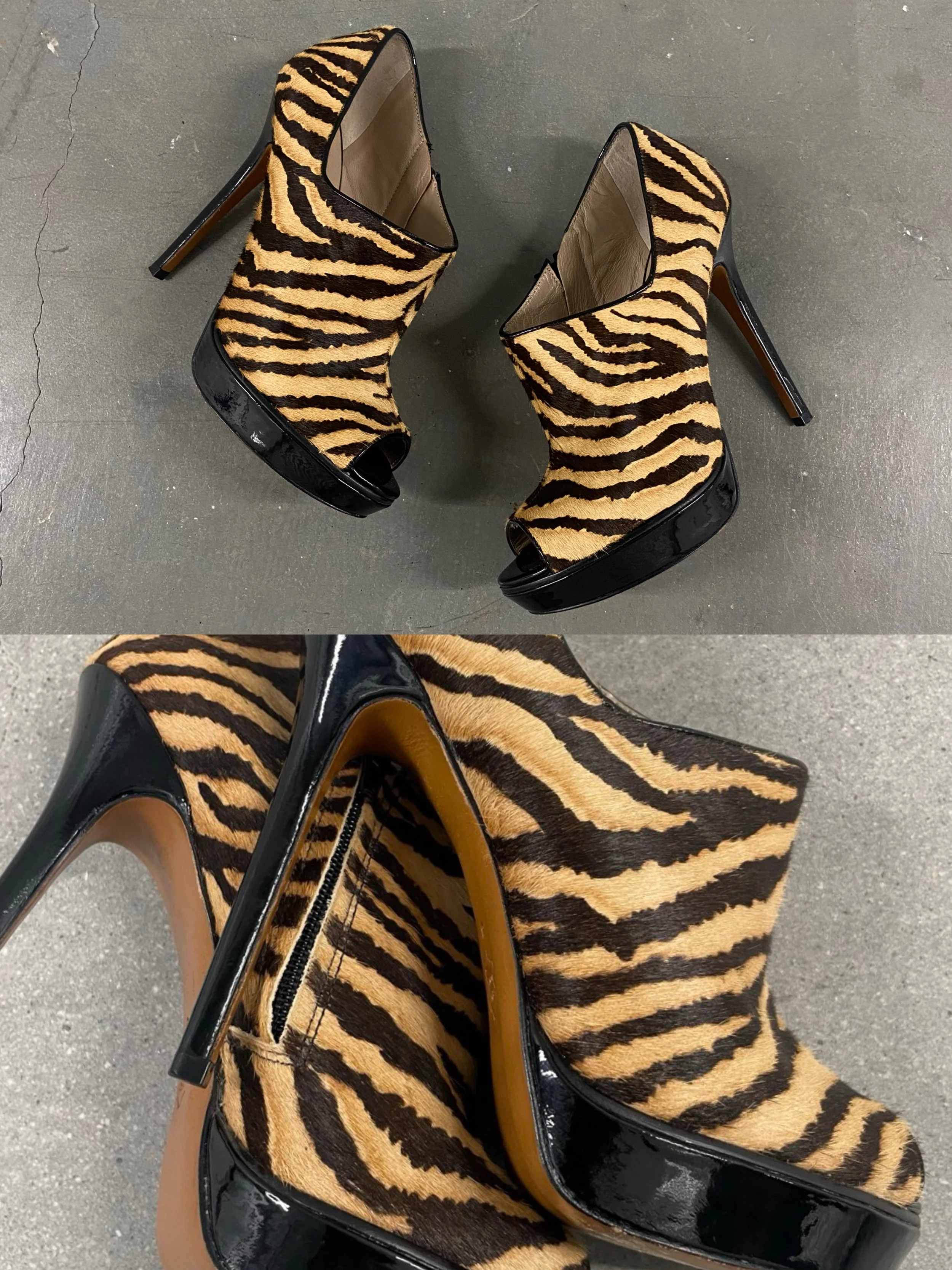 VINTAGE ZEBRA PONY HAIR HEELS