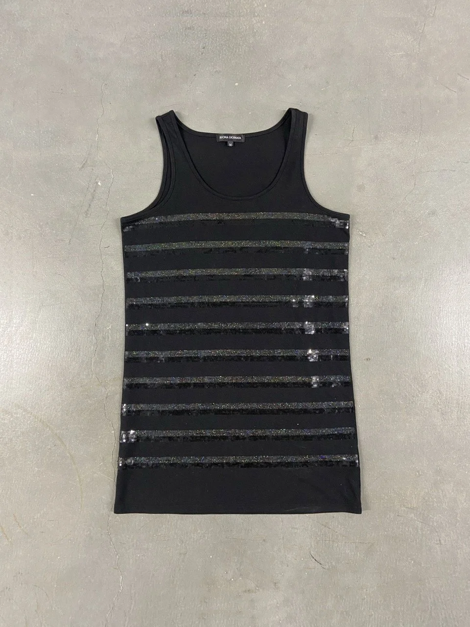 BUONA GIORNATA Sequin Striped Tank Top