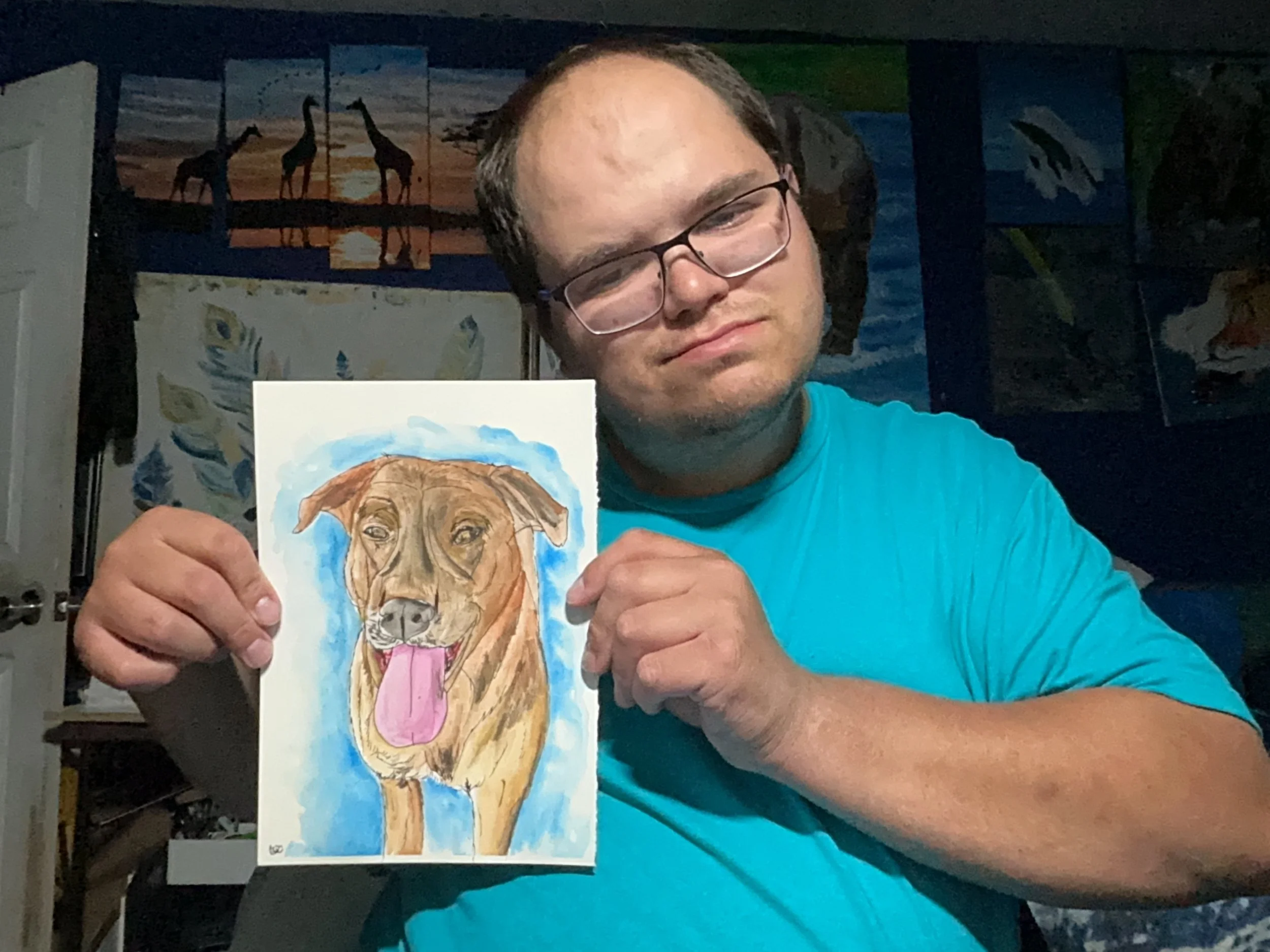 Charming Watercolor Puppy Portrait Art original