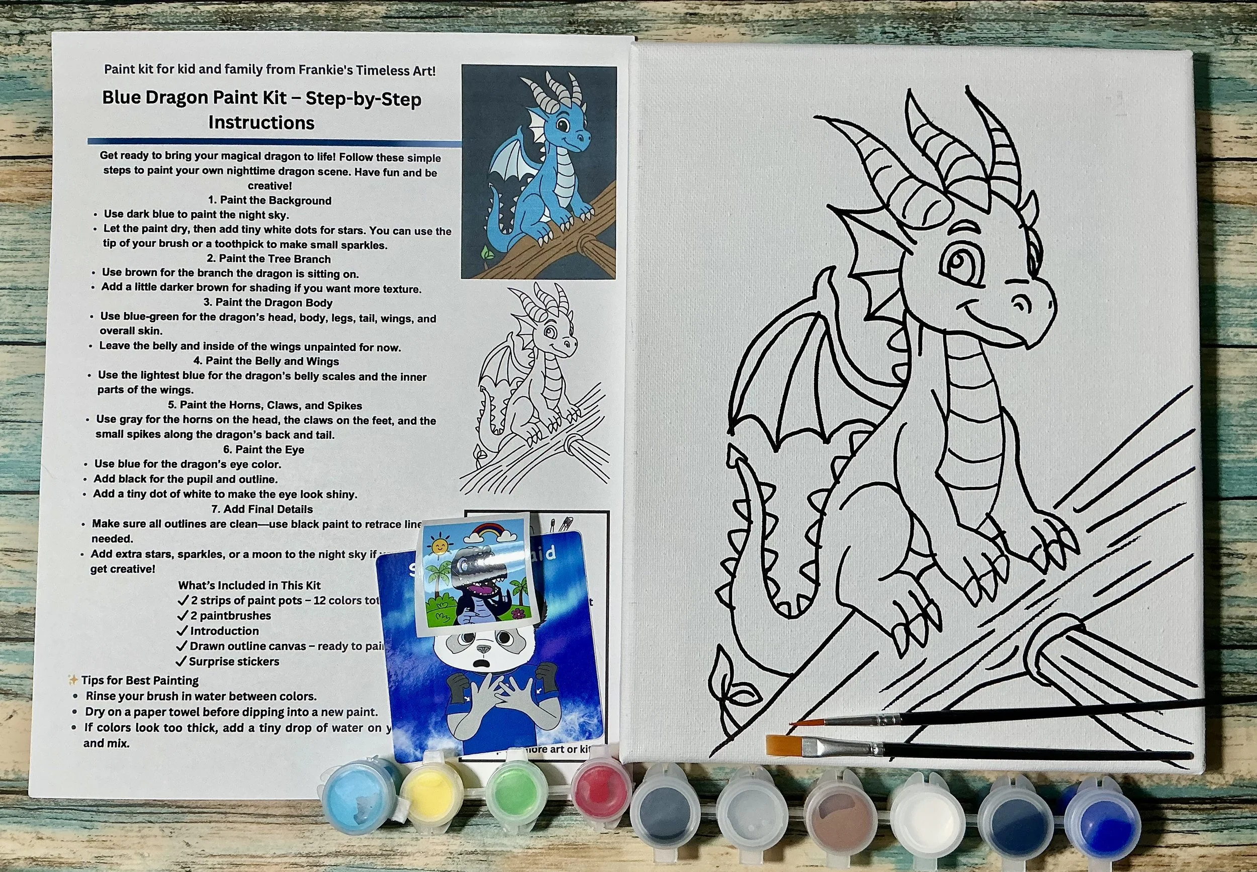 Blue Dragon Painting Kit – Cute Fantasy Dragon