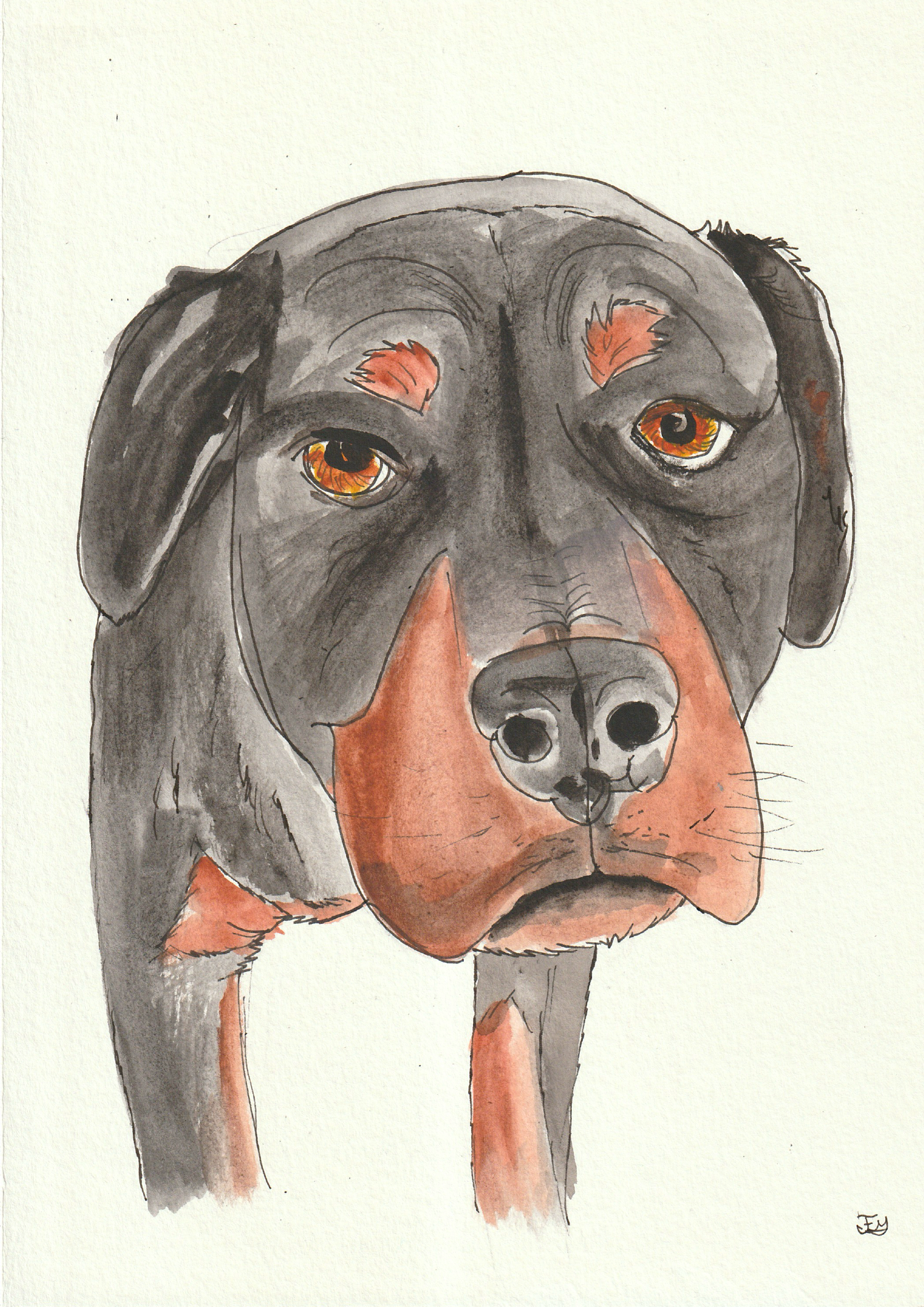Charming Watercolor Puppy Portrait Art original