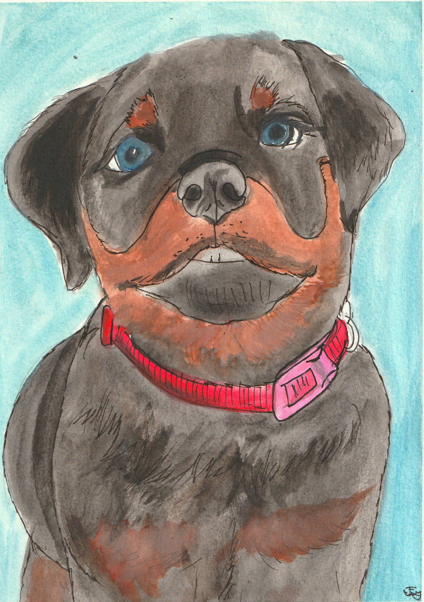 Charming Watercolor Puppy Portrait Art original
