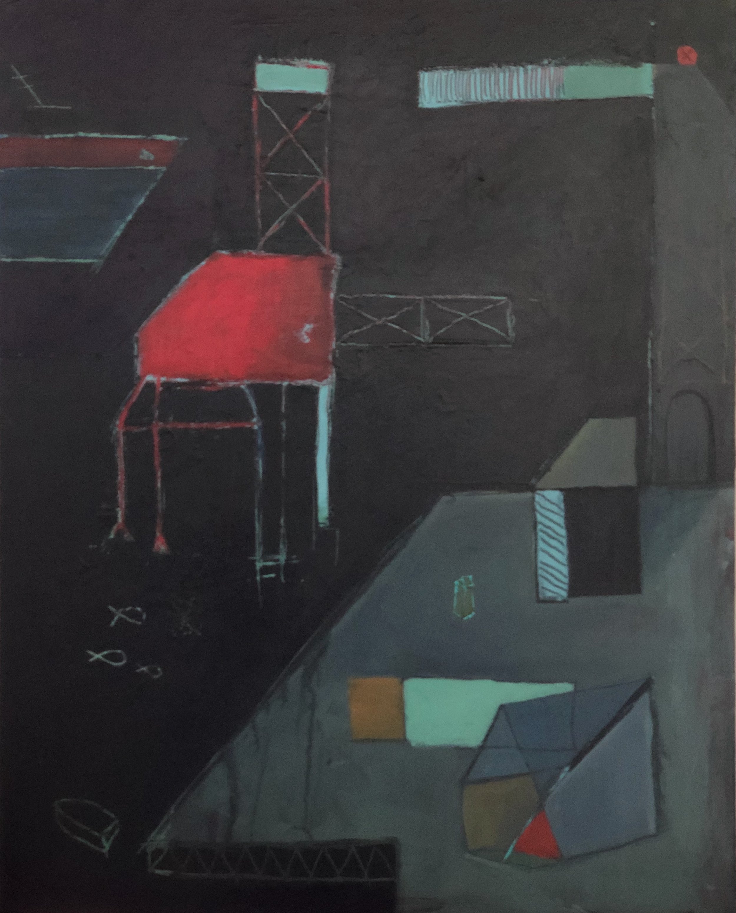 The Red Crane, 30" x 24" (sold)