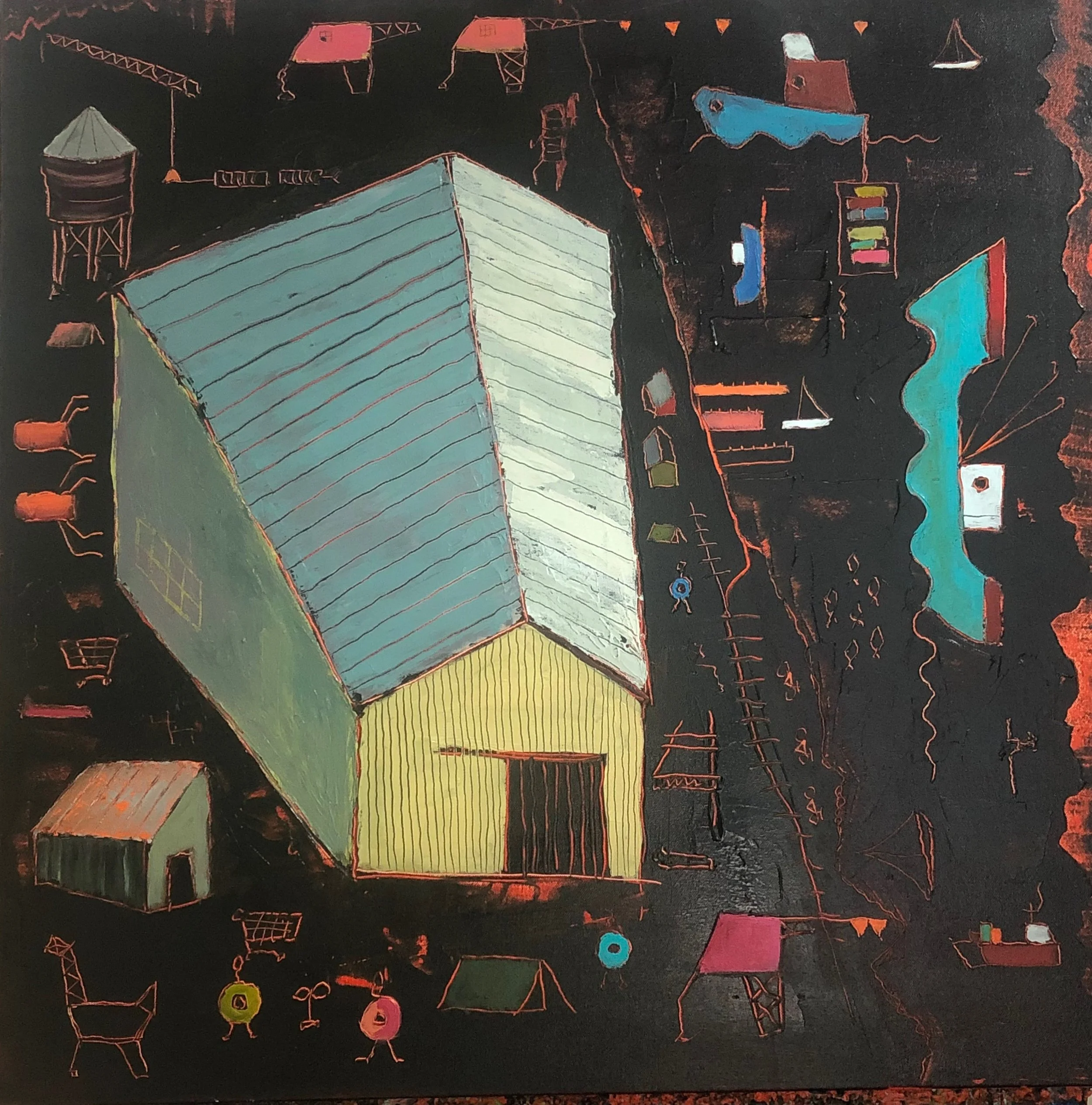 Mack and the Boy's Palace, 30" x 30" (sold)