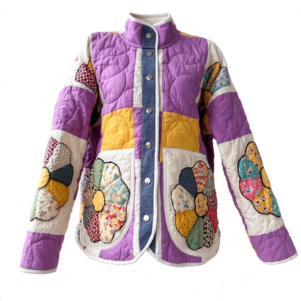 Lilac & Lemon | Vintage 1938 Dresden Plate Quilt Jacket | M–XL