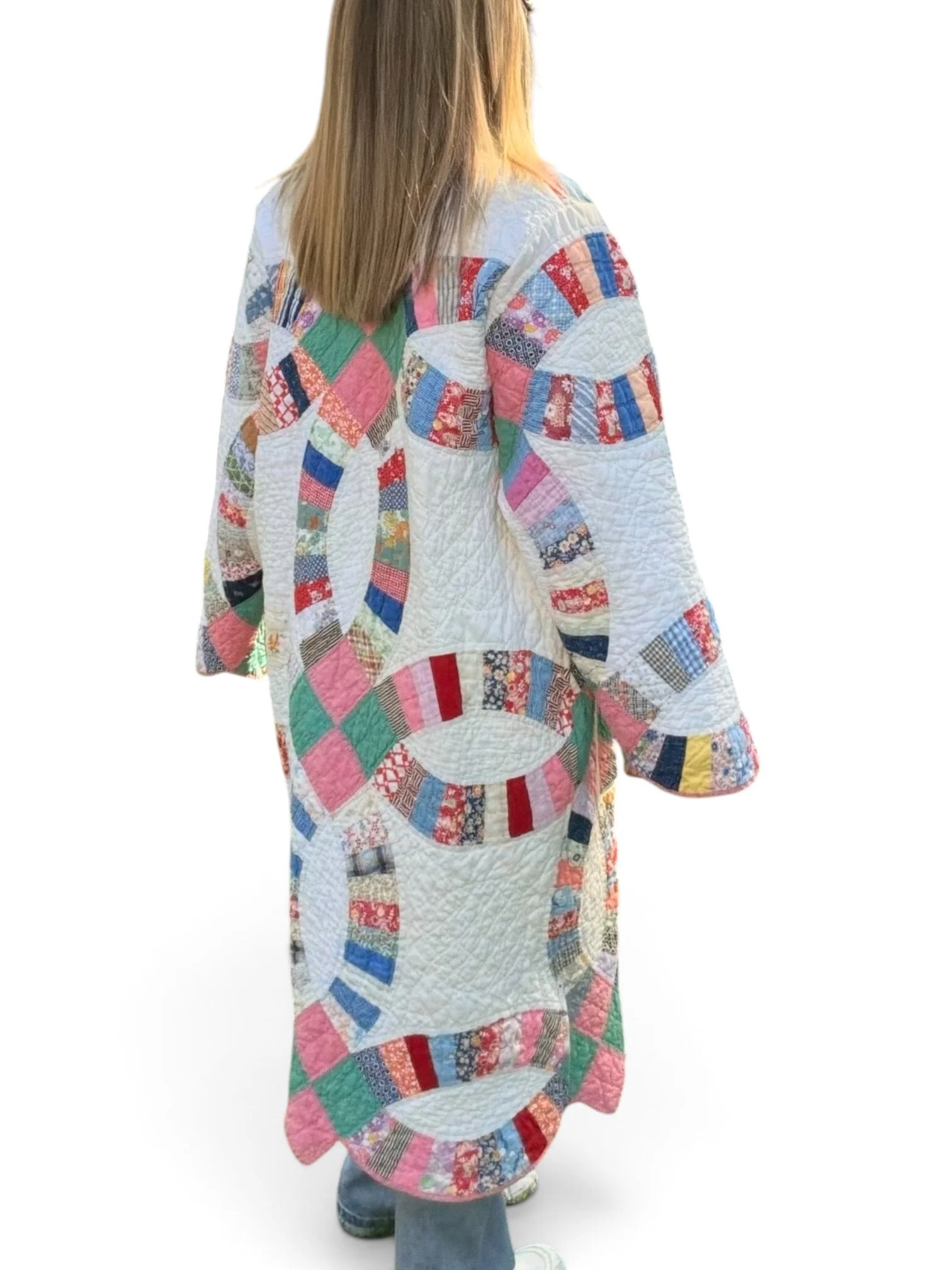 Double Wedding Ring Quilt Jacket/Duster | Size L