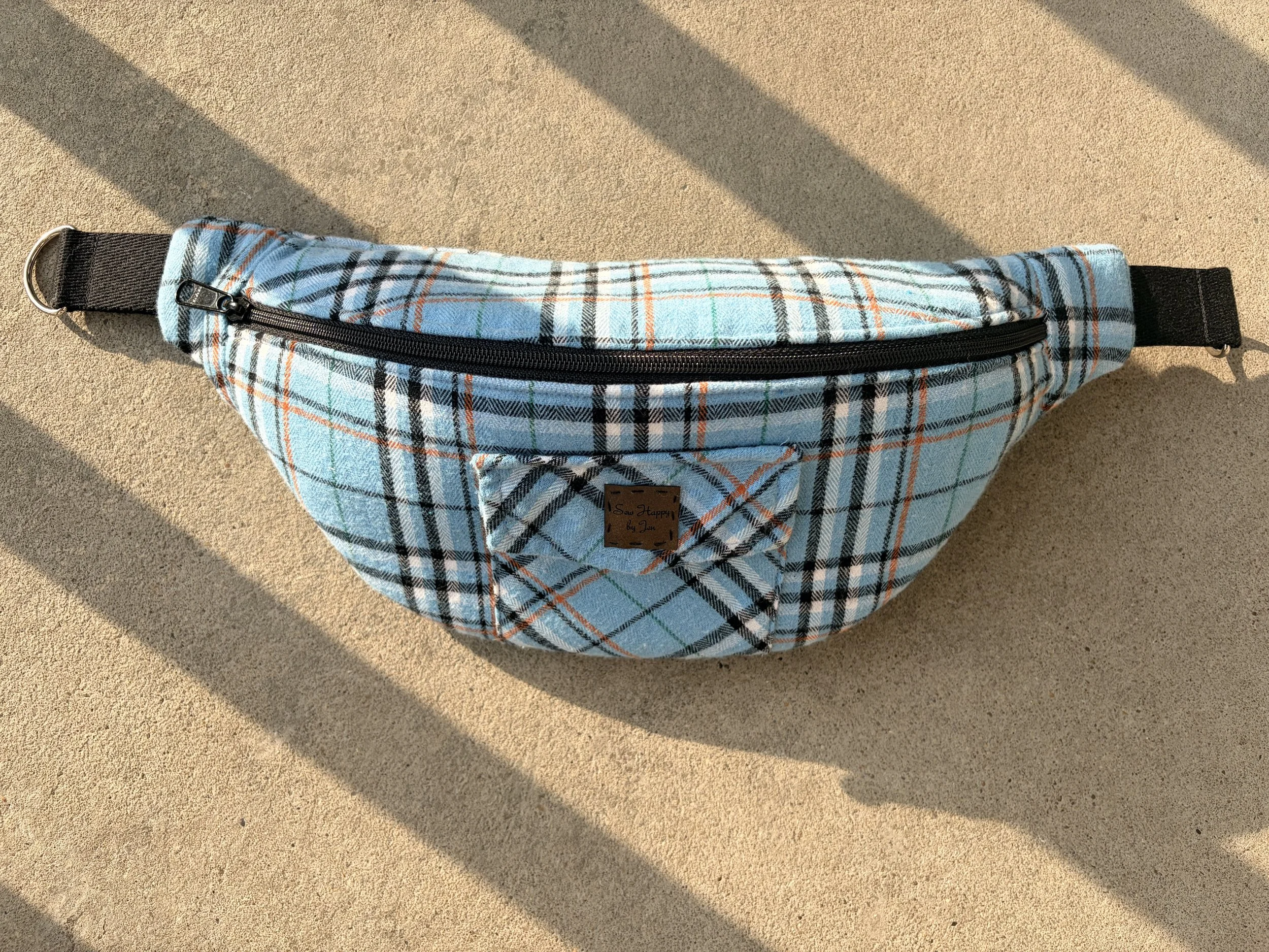 Upcycled Blue Plaid Crossbody