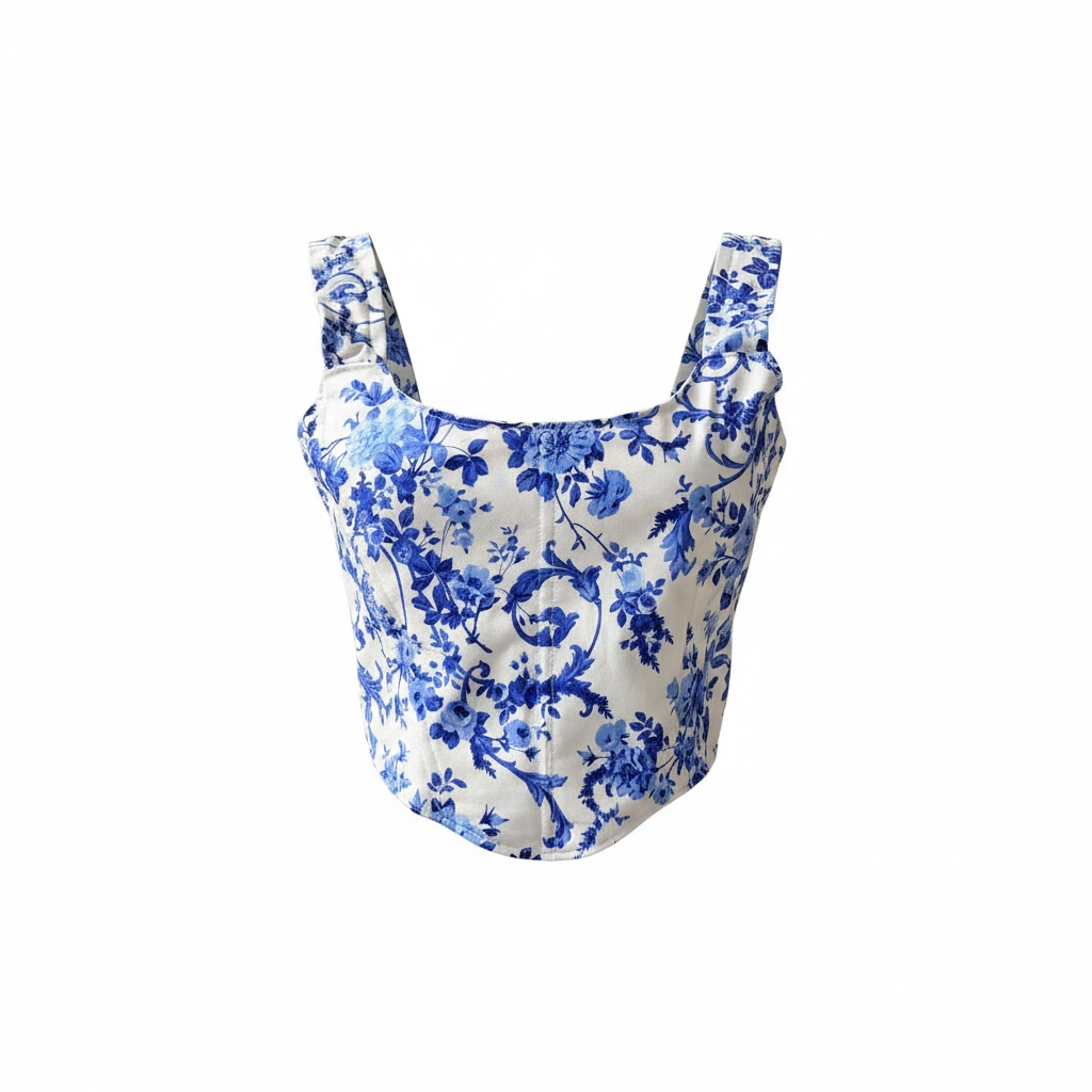 Blue Willow Floral Corset Top | Medium