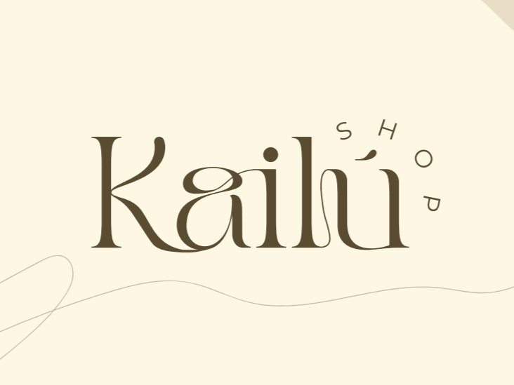 A logo with the name "Kaili Shop" written in stylized font, with "Kaili" larger and "Shop" curved around the top of the letter "i."