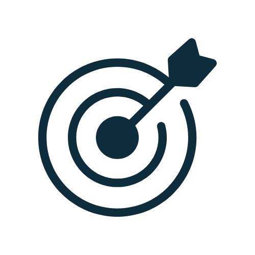 Icon of a target with an arrow hitting the bullseye.