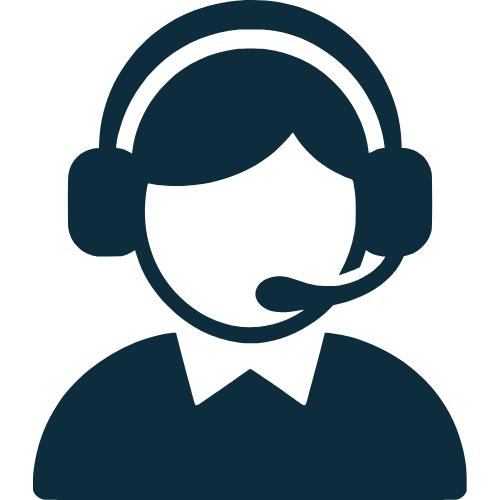 Icon of a person wearing a headset with a microphone, representing customer support or call center service.