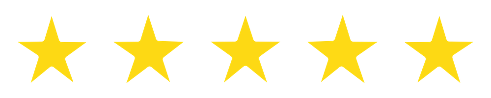 Five yellow stars in a row on a black background.