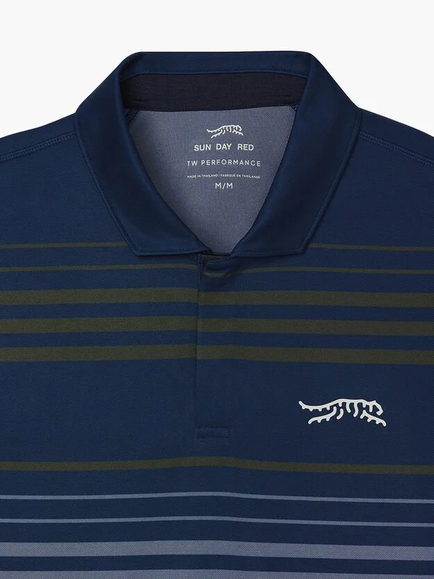 Sun Day Red - Stripe Polo, Navy