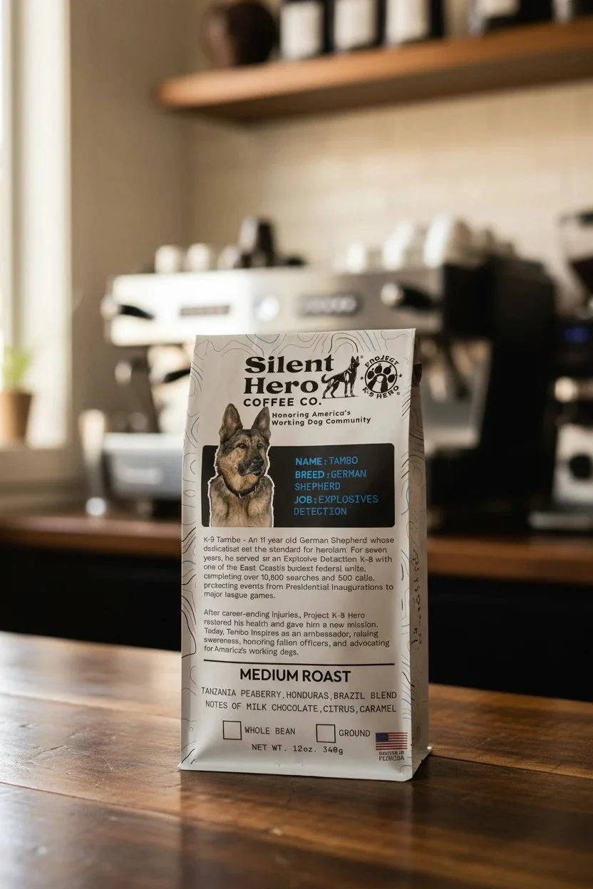 Silent Hero, K9 Tambo Label Design