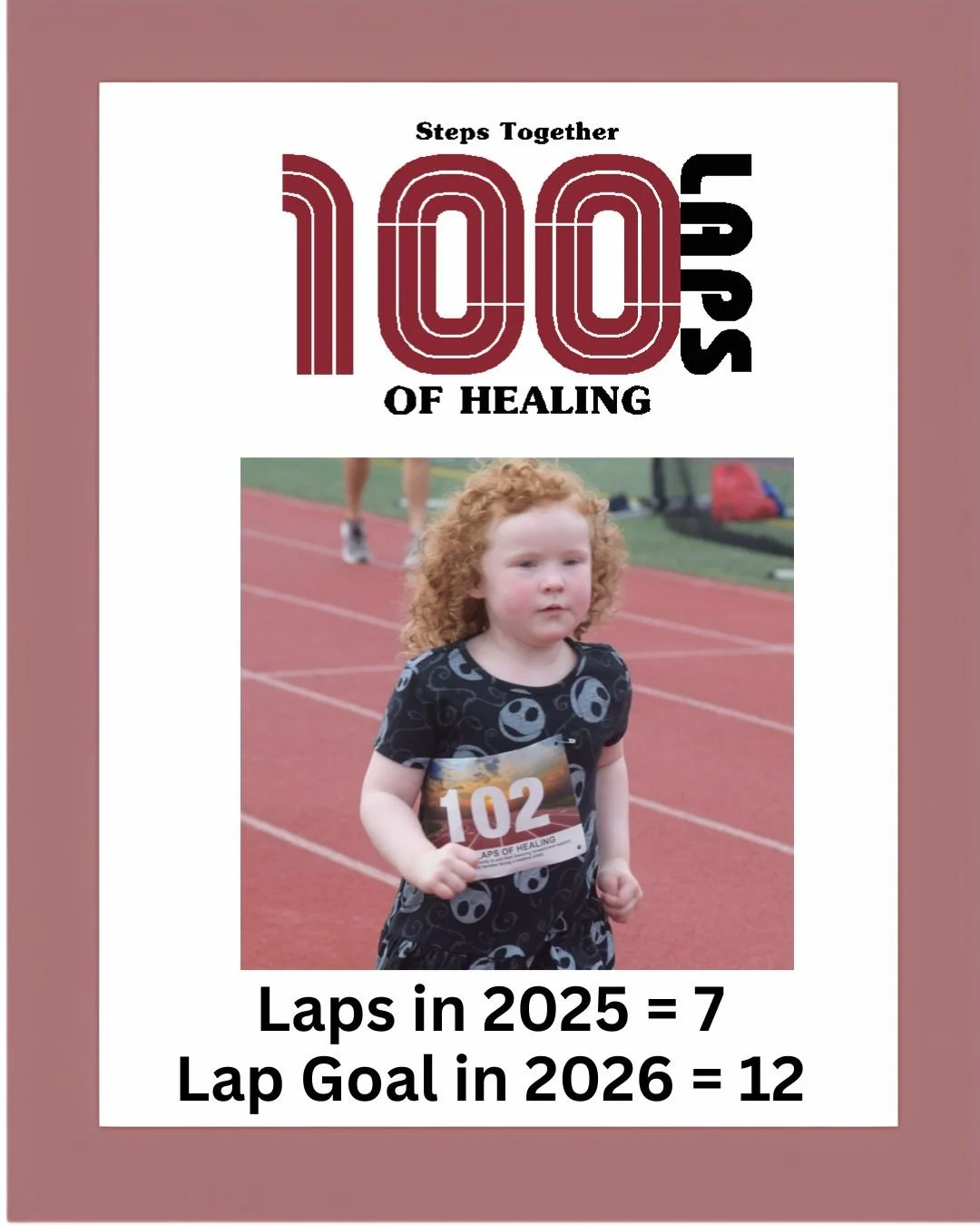 Need inspiration to sign up? We got you! 

Last year, little Grace laced up and ran 7 full laps at 100 Laps of Healing. This year? She's not slowing down. Grace has set her sights on 12 laps, and if you know Grace, you know she's going to do it. 

Gr