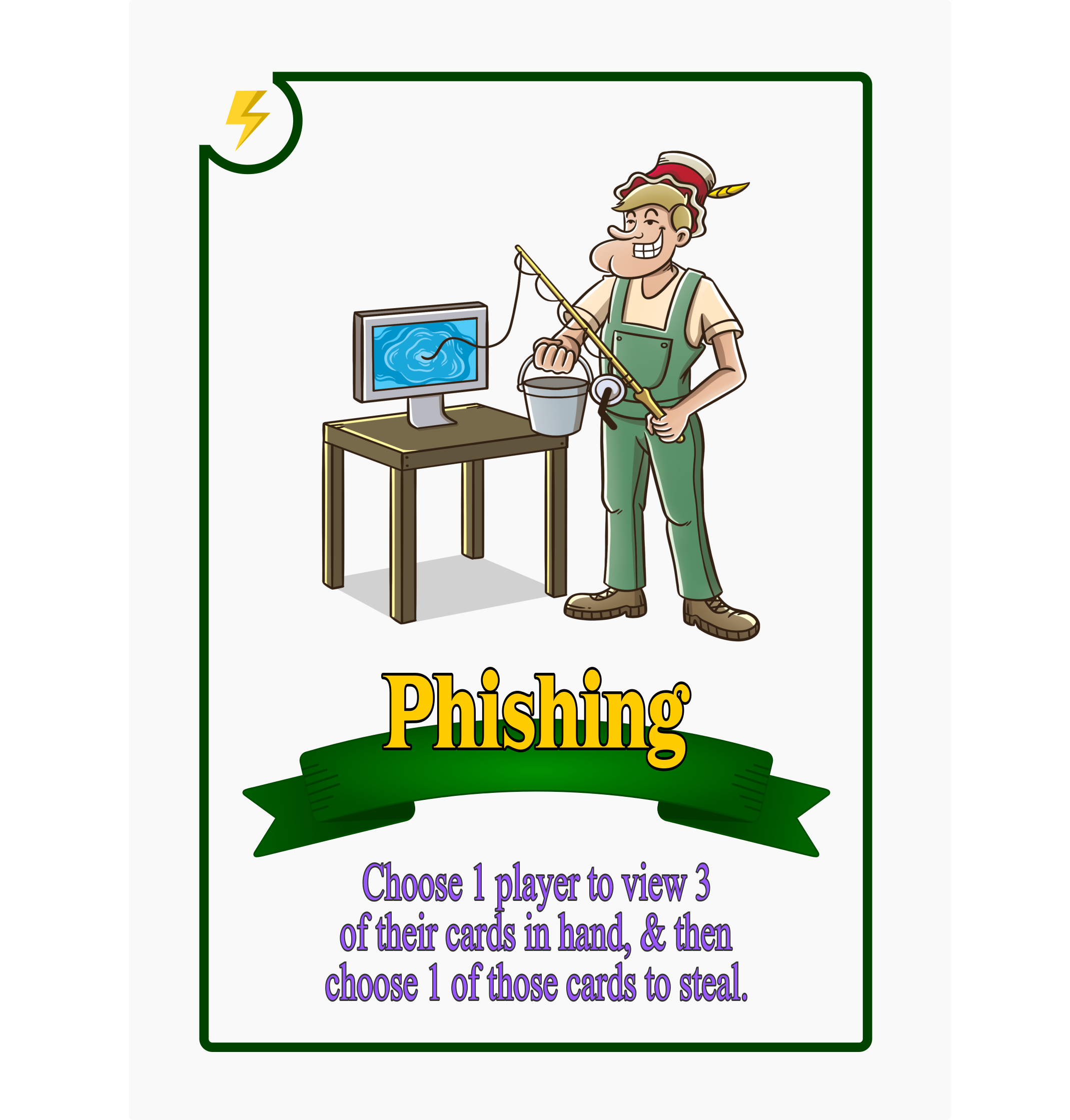 A man phishing unsuspecting victims with a fishing pole